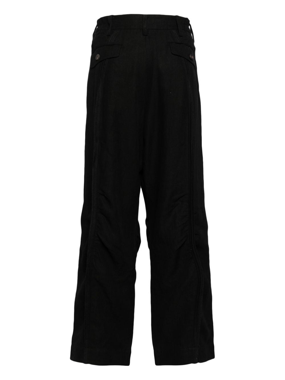 linen loose-leg trousers - 2