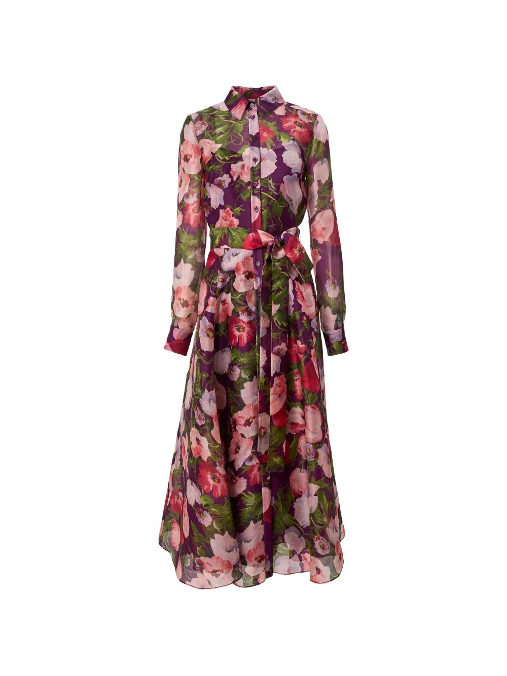 poppy-print midi dress - 1
