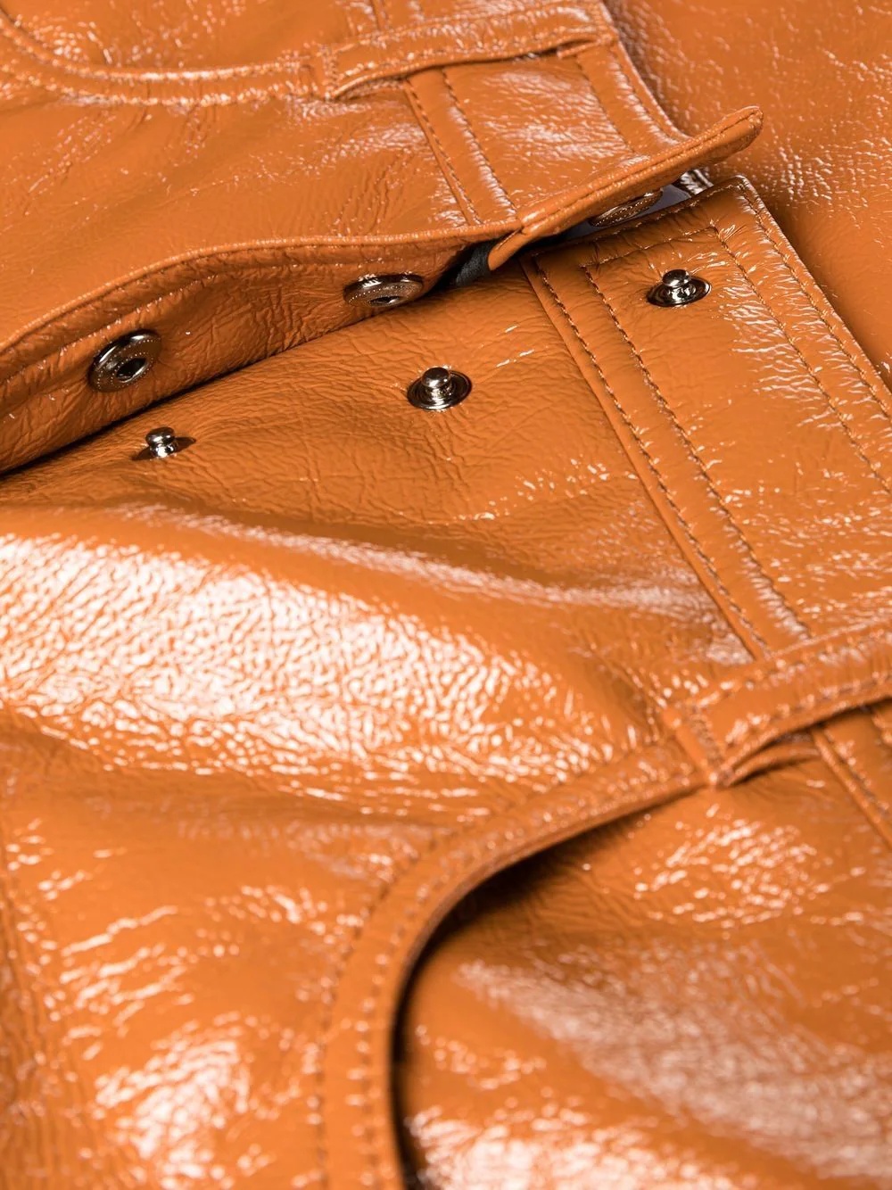 patent straight-leg trousers - 6