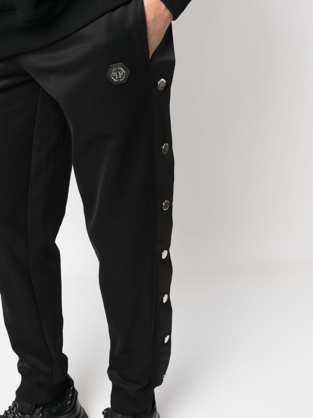 engraved-buttons drawstring track pants - 5