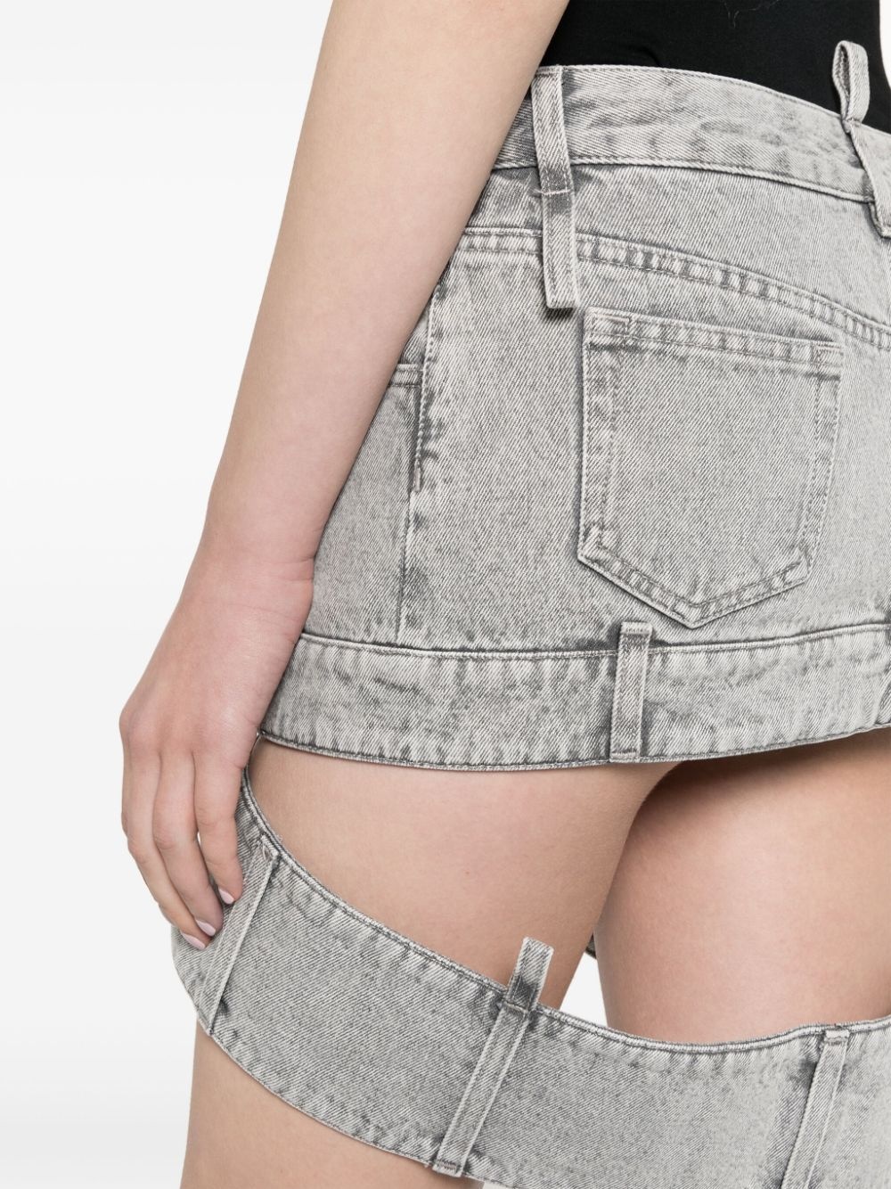 cut-out denim mini skirt - 5