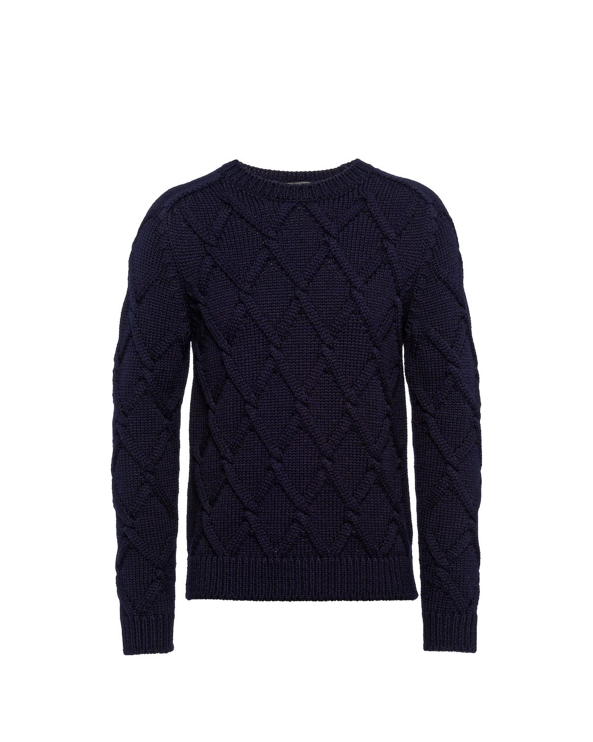 Diamond cable-knit wool crew-neck sweater - 1