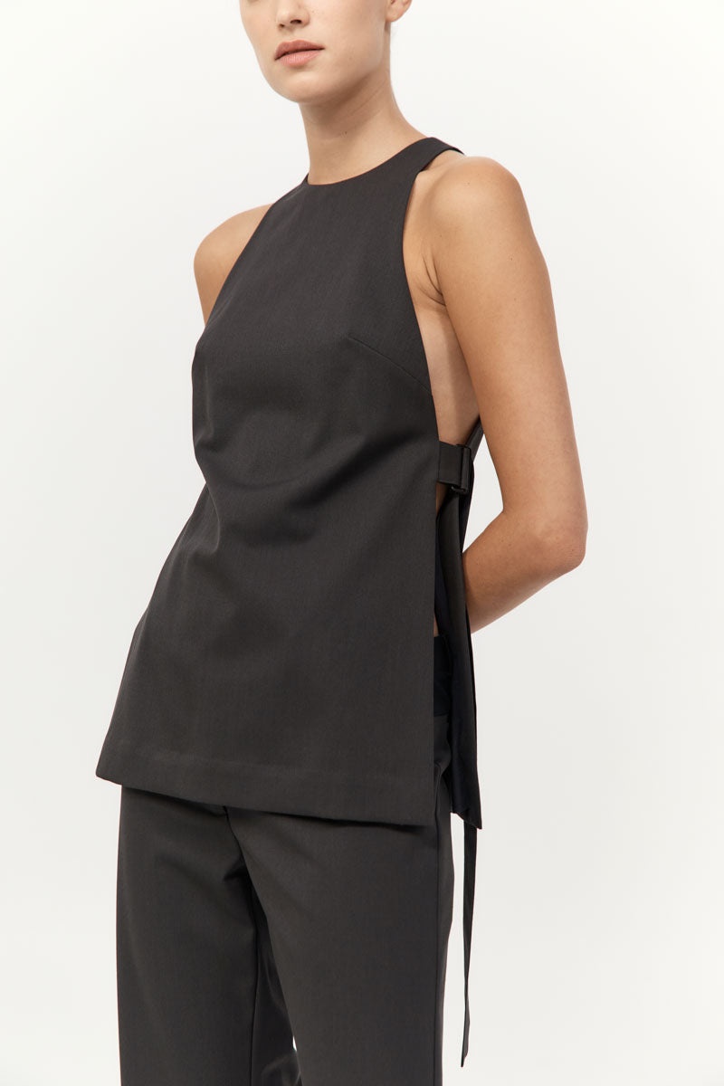 Side Tie Top - Black Olive - 3