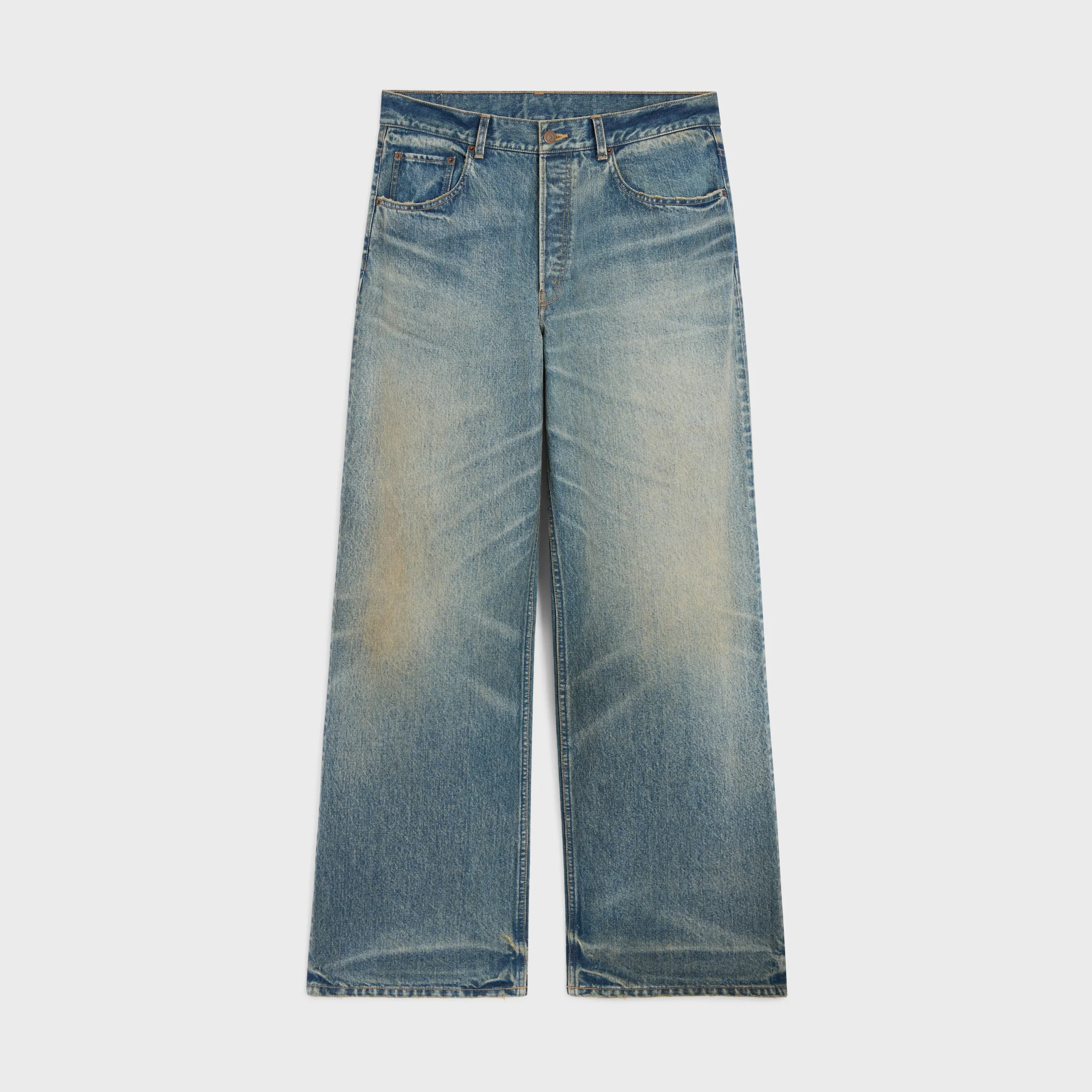 WIDE LEG JEANS IN COTTON DENIM - 1