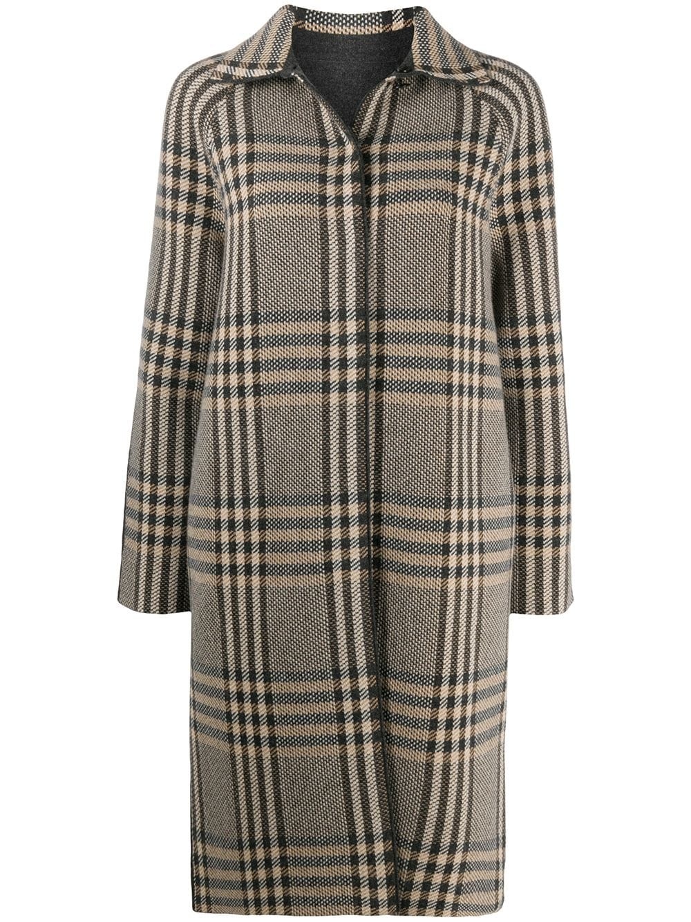 spread-collar check coat - 1