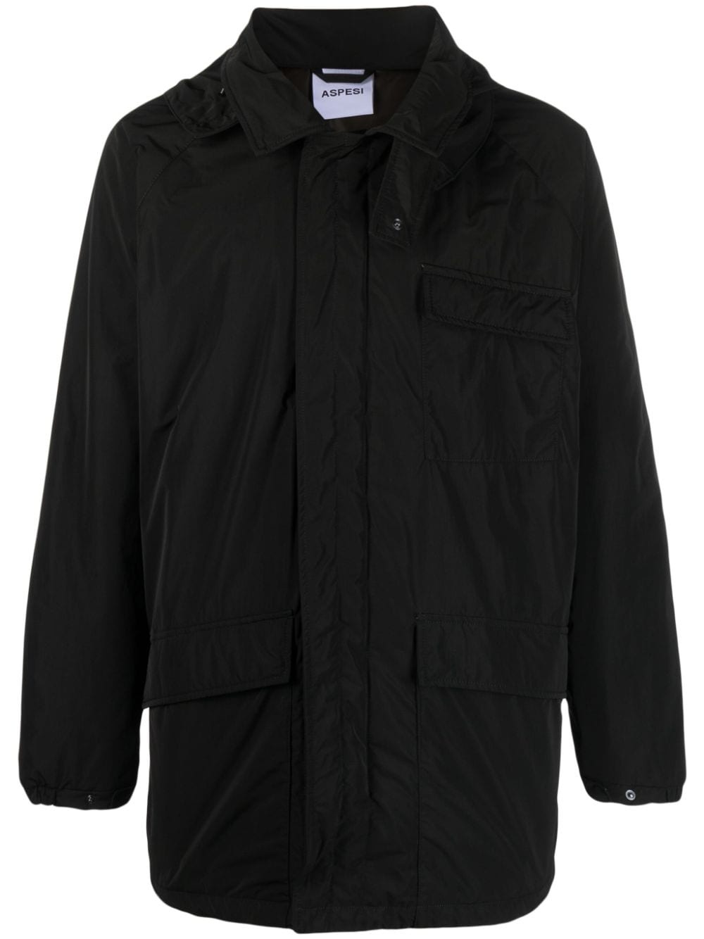 hooded long-sleeved coat - 1
