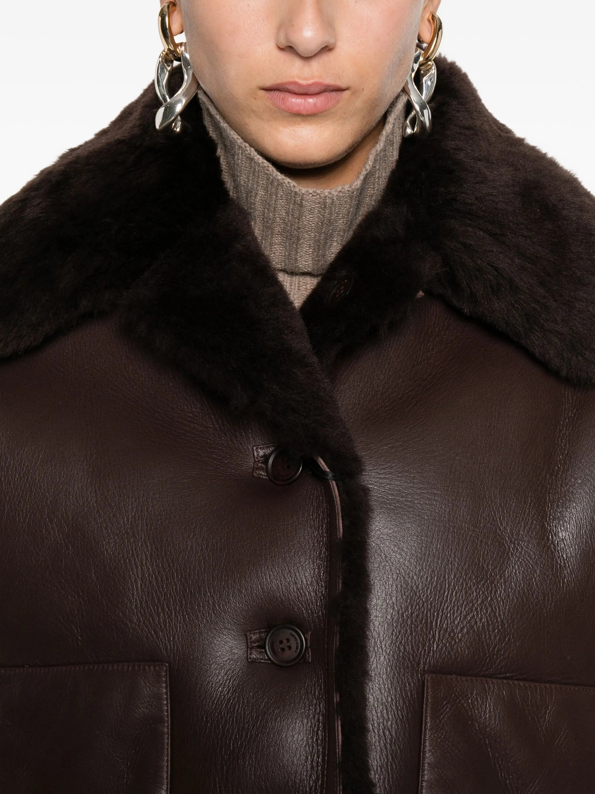 David Koma Fur-trimmed Leather Jacket - 2