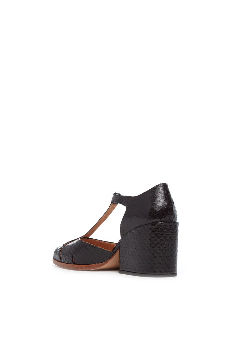 GABRIELA HEARST Hawes T-Strap Heel in Black Snakeskin outlook