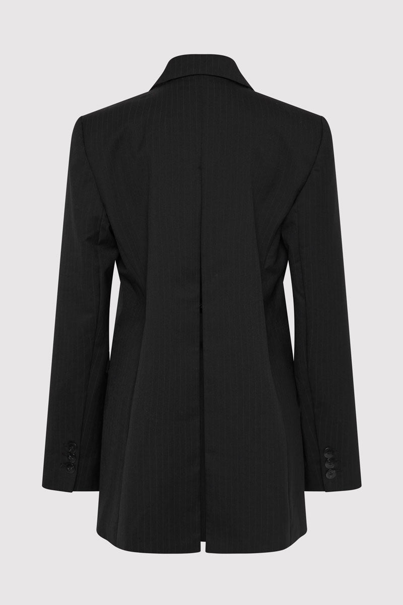ST. AGNI Split Back Blazer - Black Pinstripe outlook