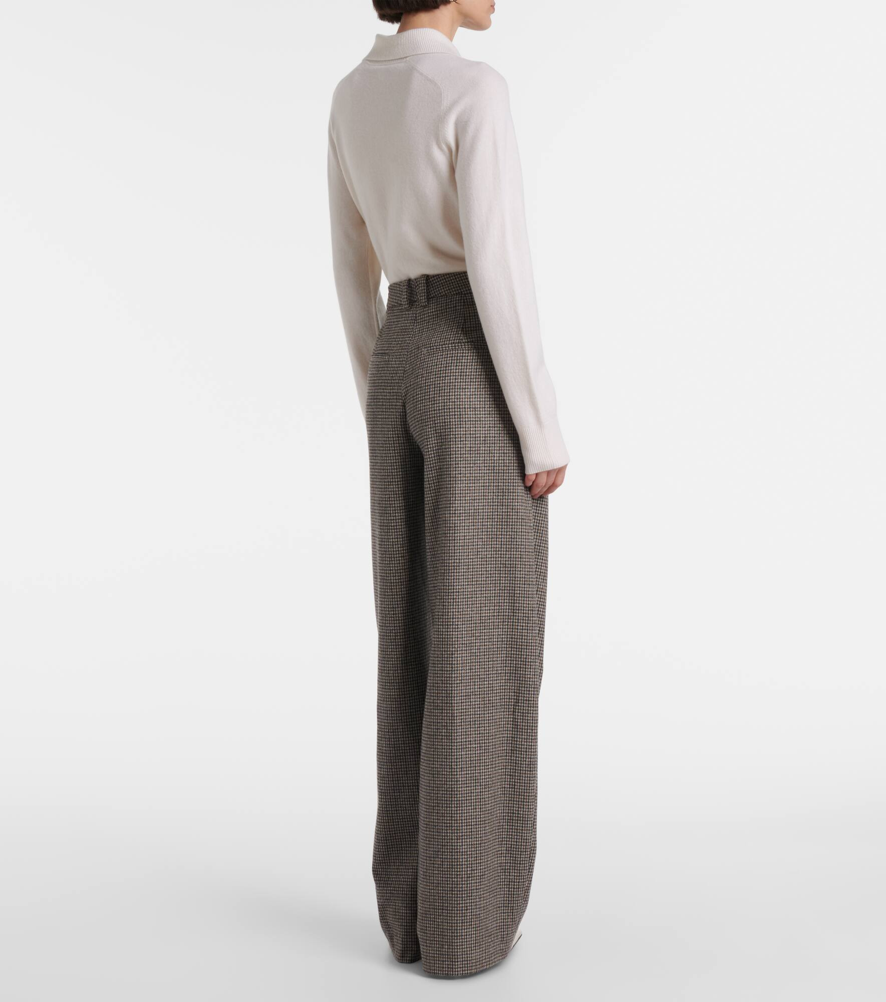 Houndstooth wide-leg pants - 3