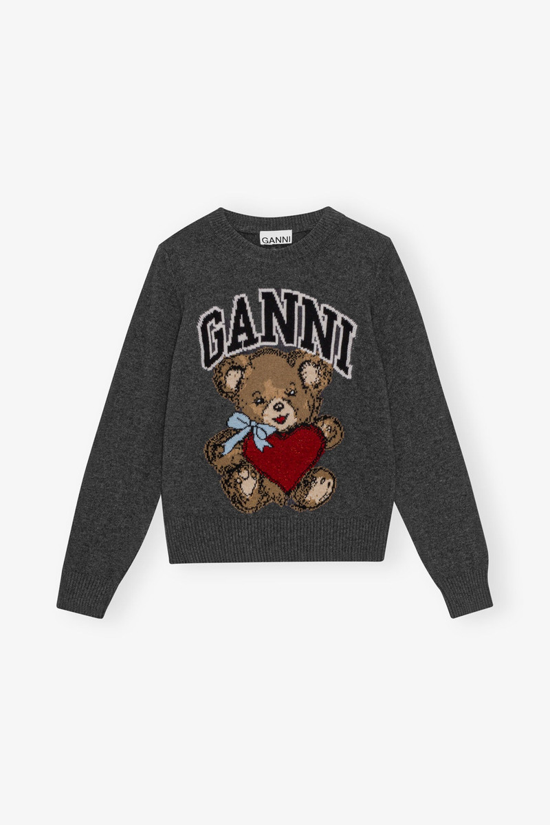 DARK GREY GRAPHIC BEAR SWEATER 1