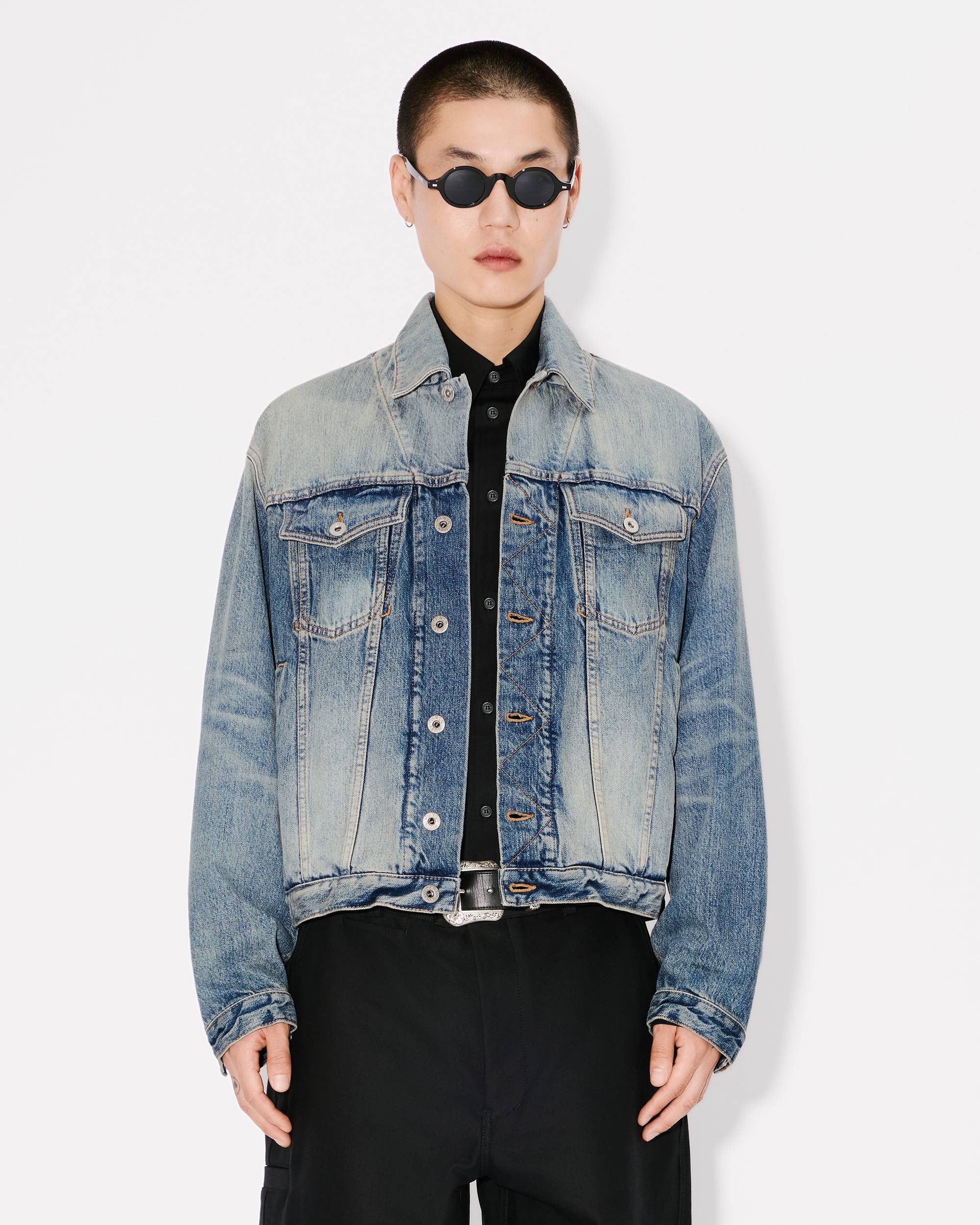 'KENZO Pop' embroidered trucker jacket in japanese denim - 4