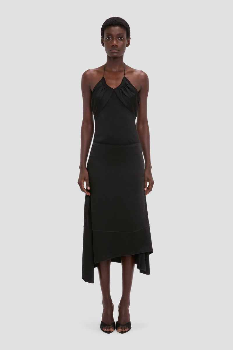 Victoria Beckham Asymmetric Midi Skirt In Black outlook