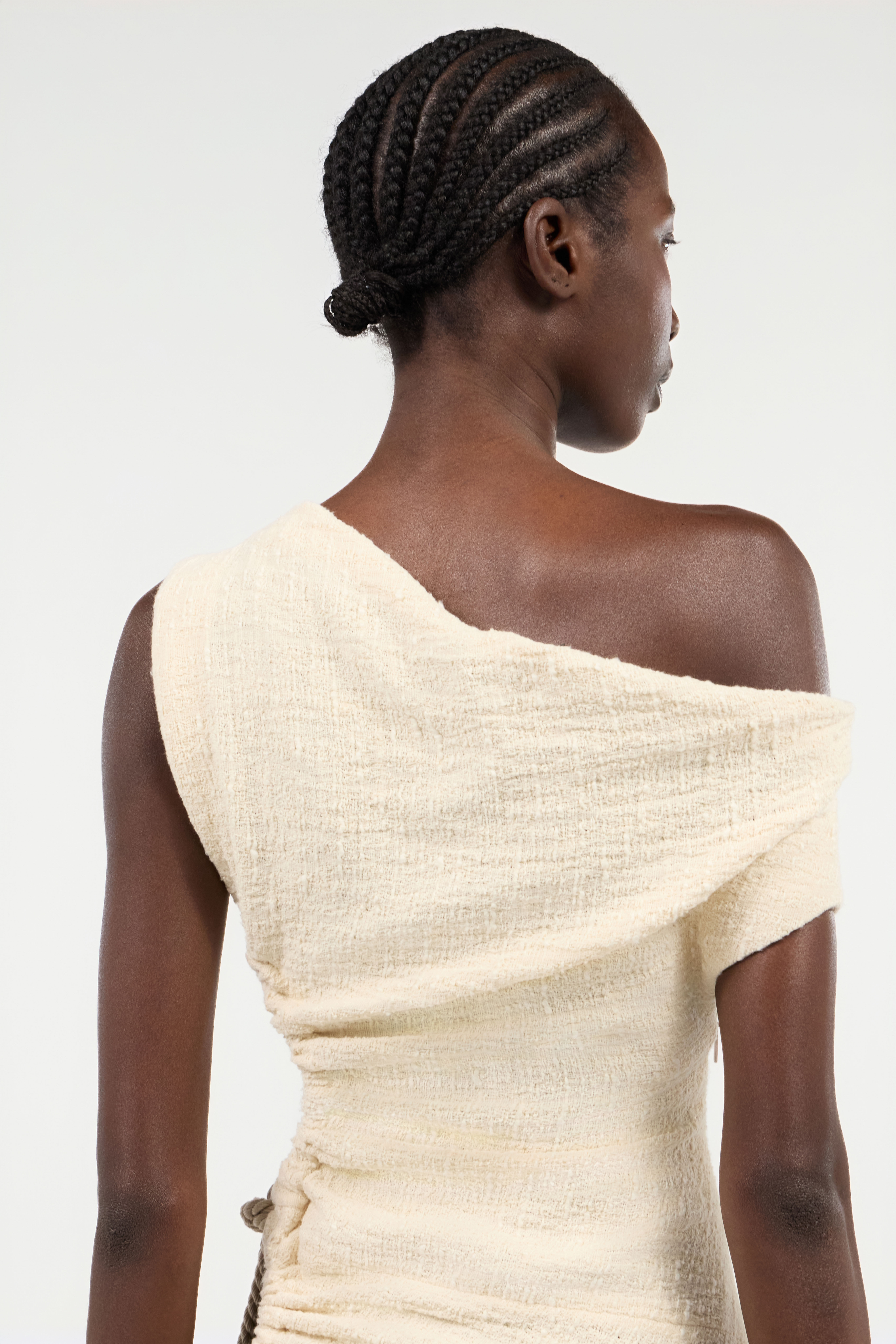 Ivory One-Shoulder Midi Dress with Cut-Out - 7