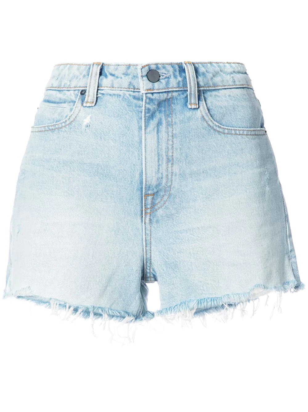 frayed denim shorts - 1