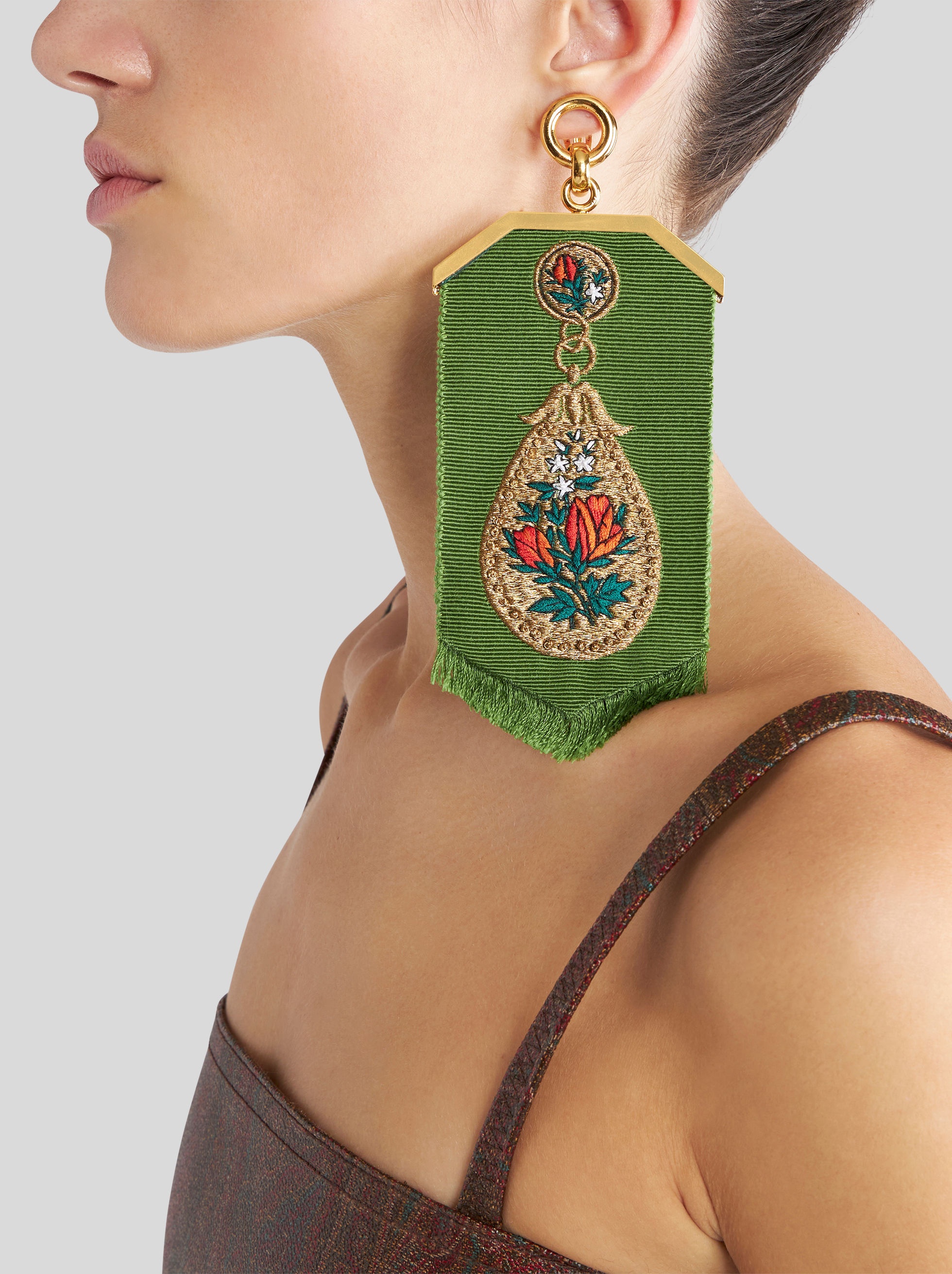 EMBROIDERED PENDANT EARRINGS - 2