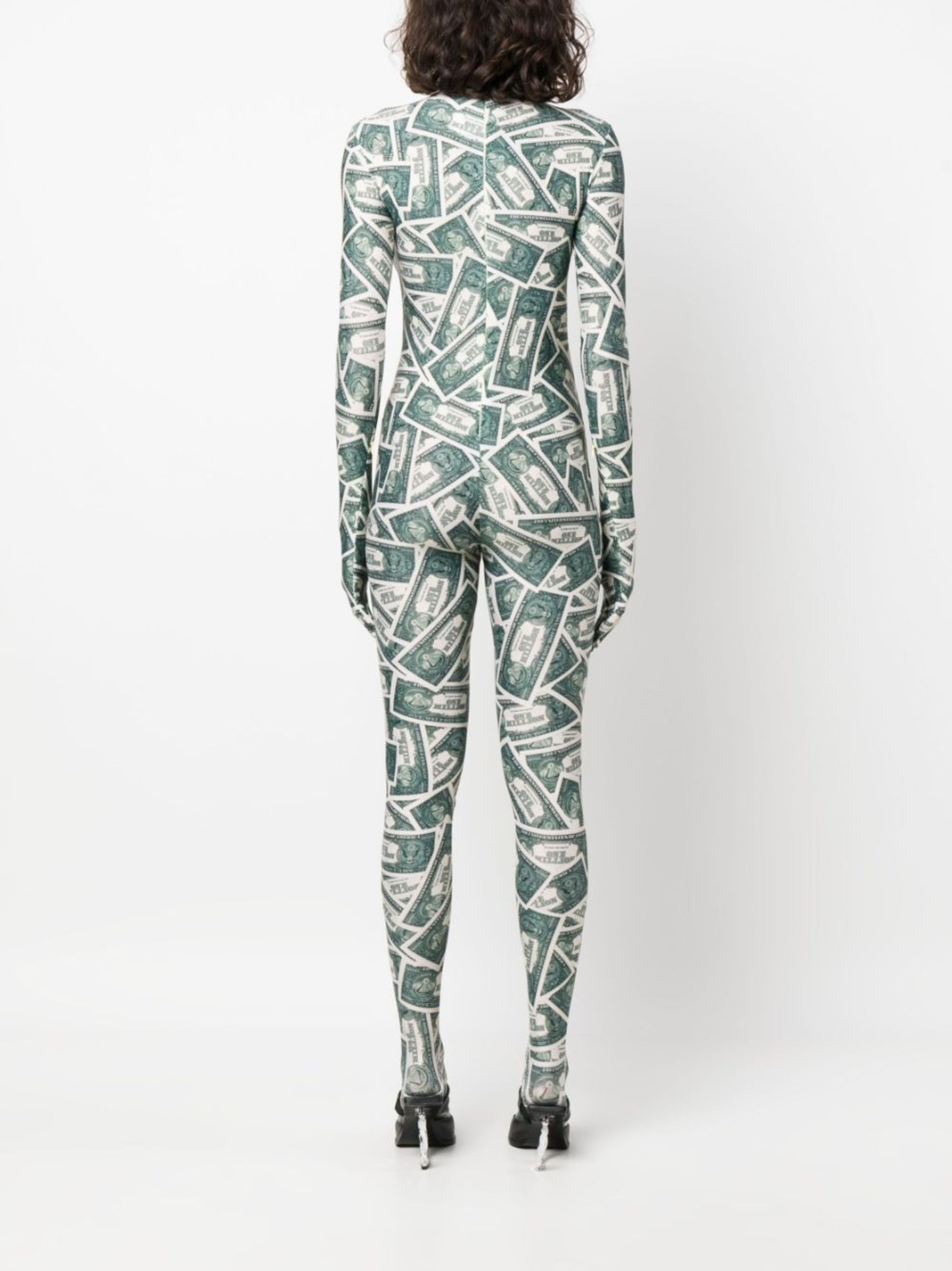 money-print full-length stretch jumpsuit - 4