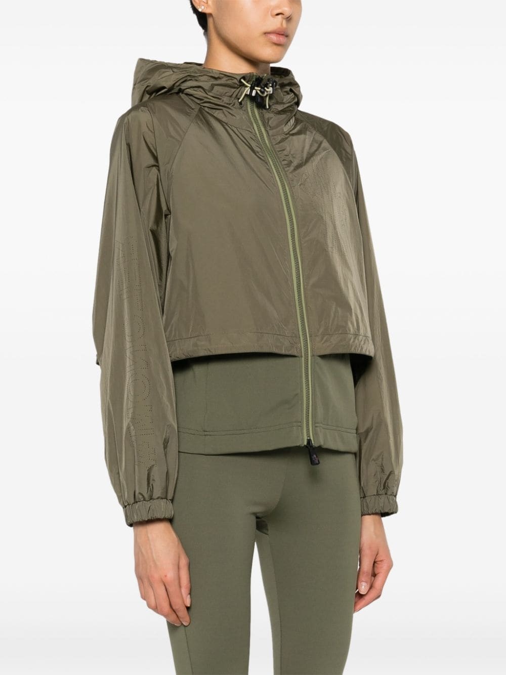 perforated-logo layered hooded jacket - 3