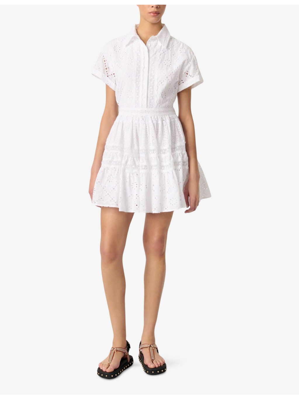 Broderie-Anglaise Ruffled-Hem Cotton Mini Dress - 2