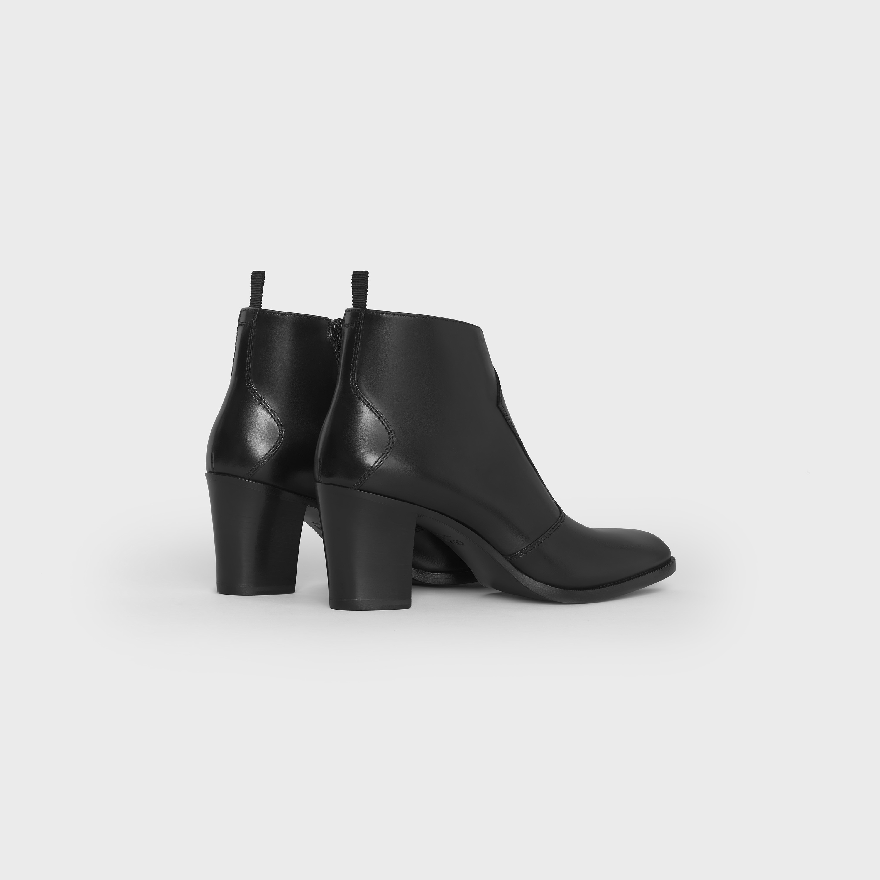 CELINE CELINE PAGES CROPPED ZIPPED BOOT IN SHINY CALFSKIN | REVERSIBLE