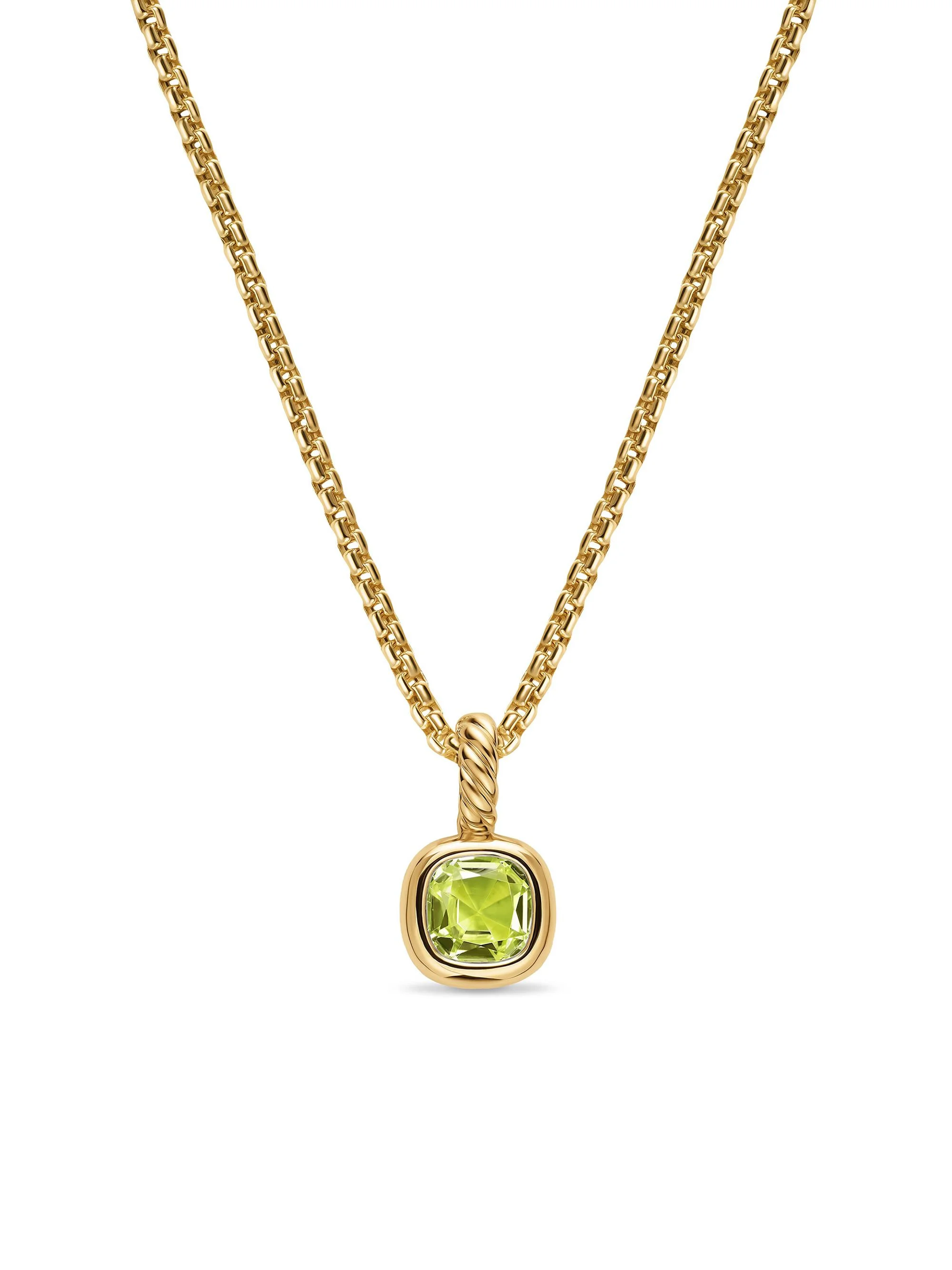 Women's Mini Cushion Cut Amulet in 18K Yellow Gold - Peridot - 1