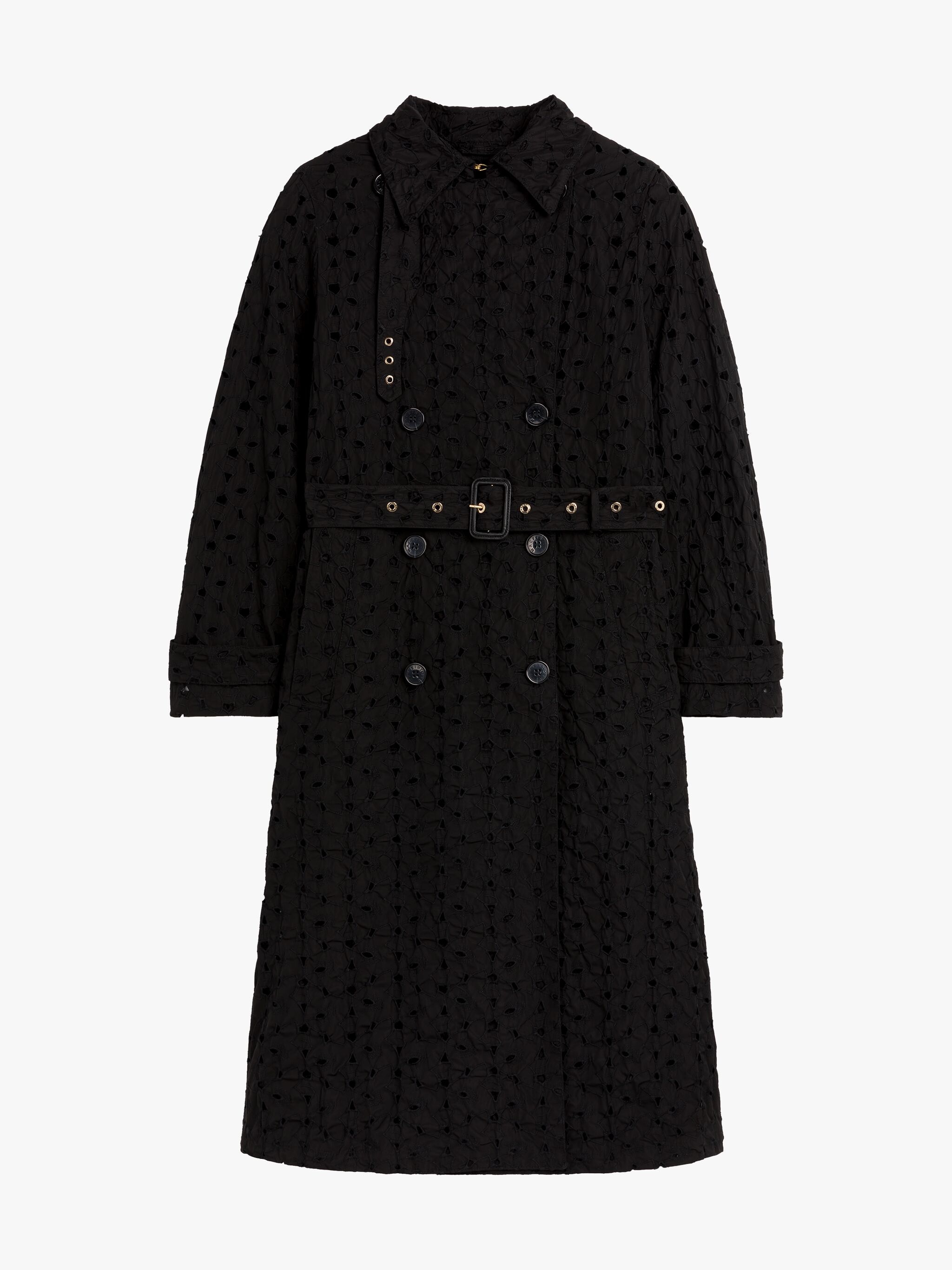 POLLY BLACK EMBROIDERED TRENCH COAT - 1