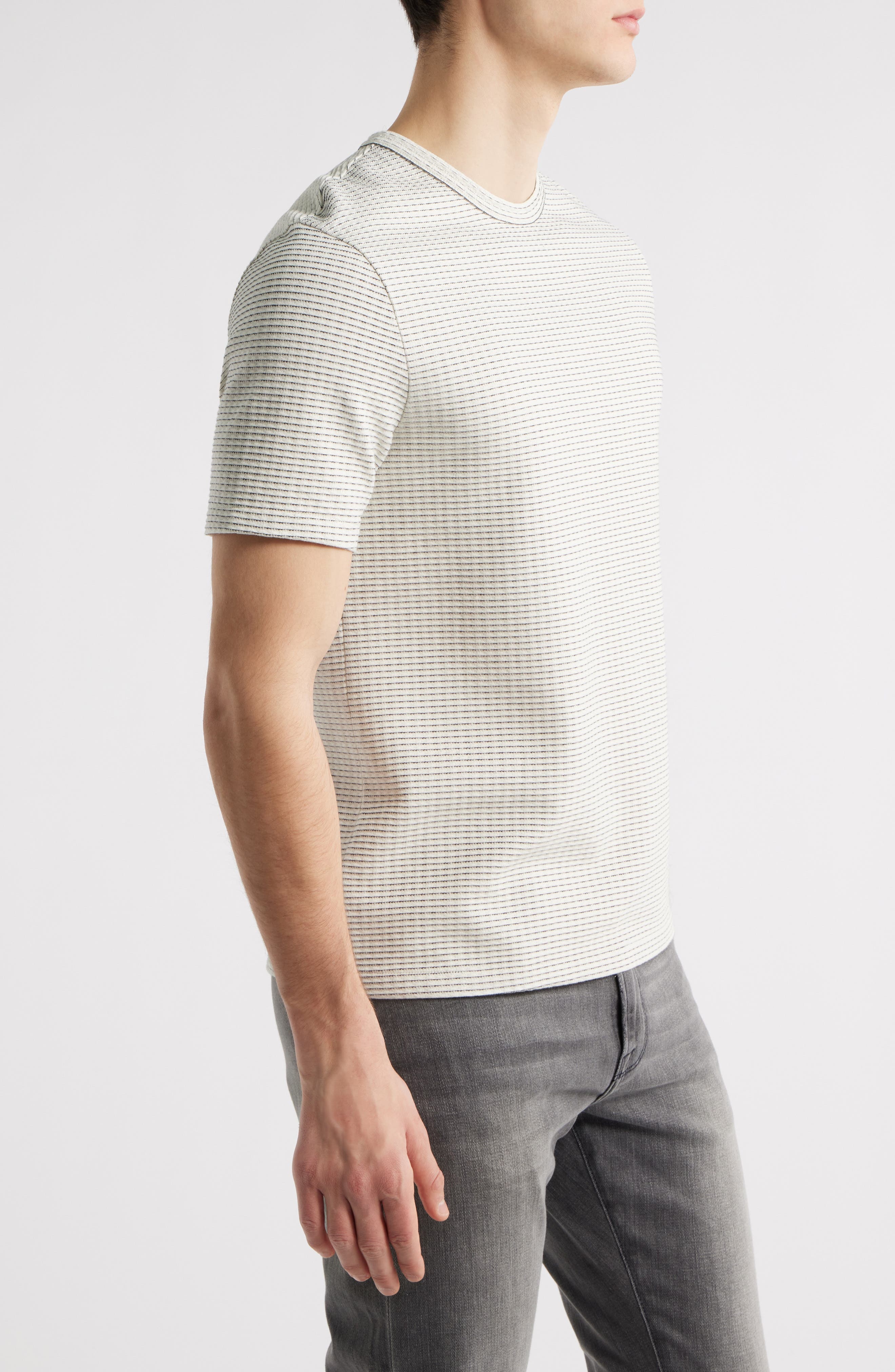FRAME Jacquard Stripe T-Shirt in White/Navy at Nordstrom - 3