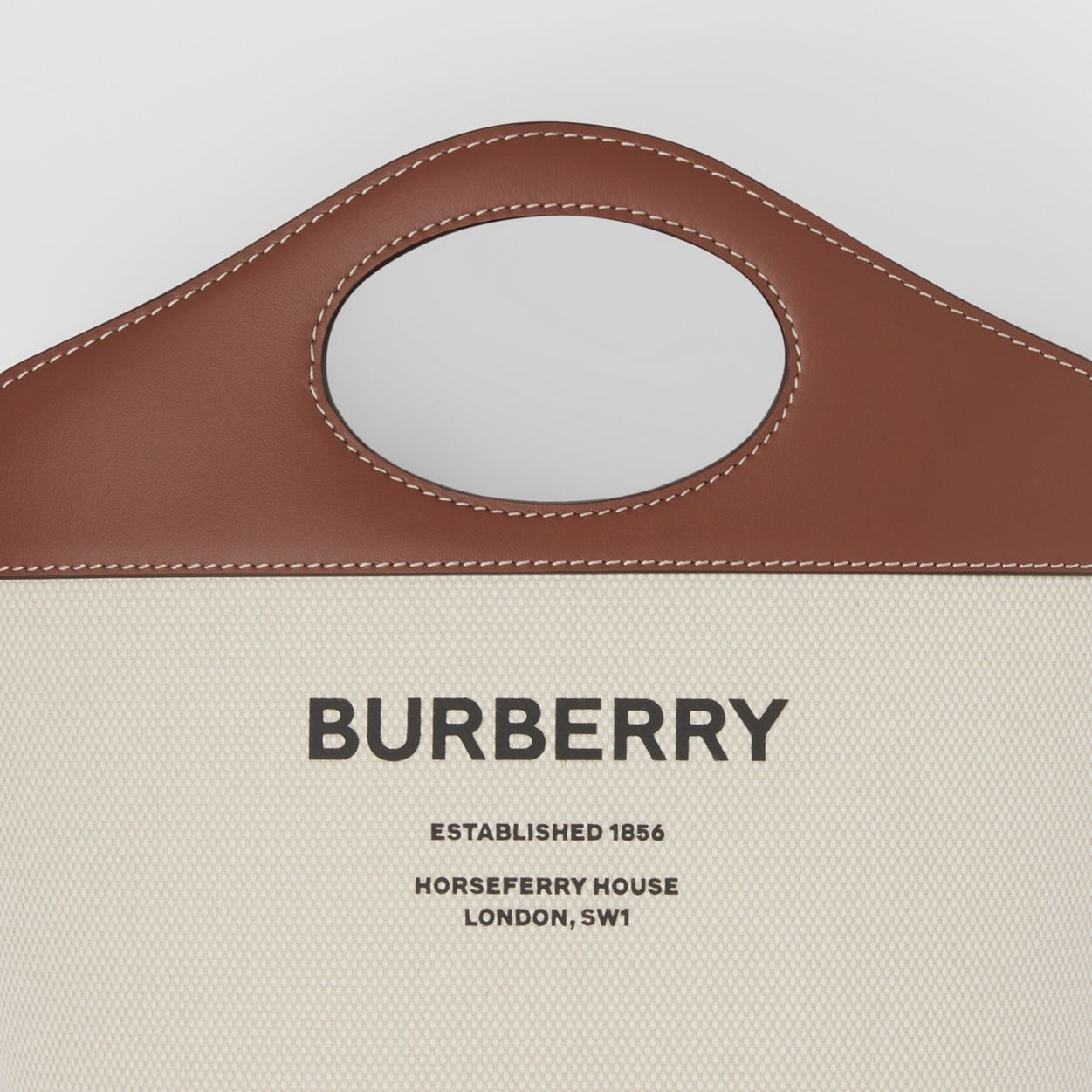 Small Two-tone Canvas and Leather Pocket Bucket Bag - 2