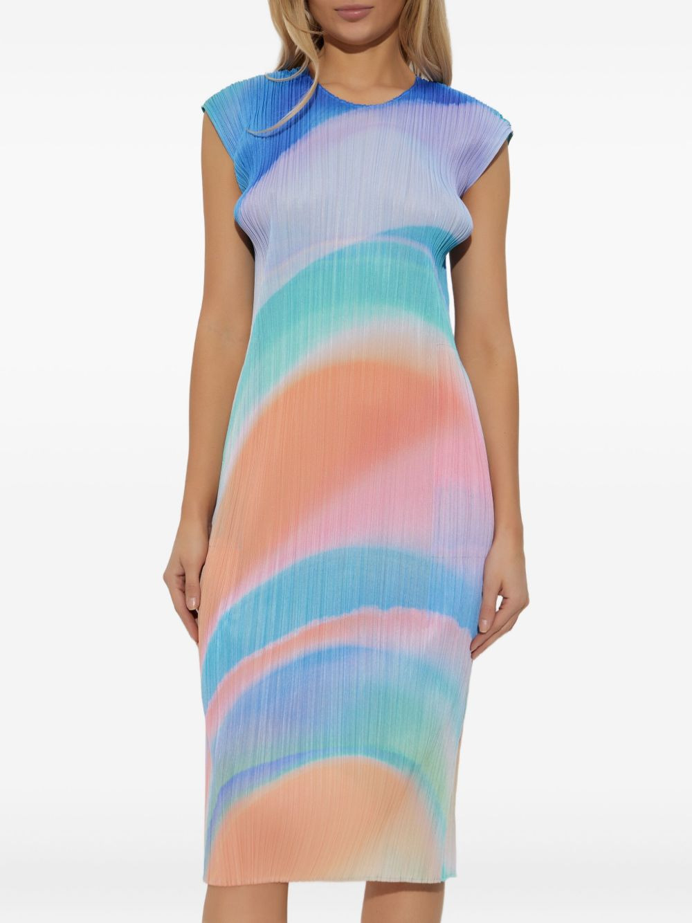 colour-block pleated dress - 3