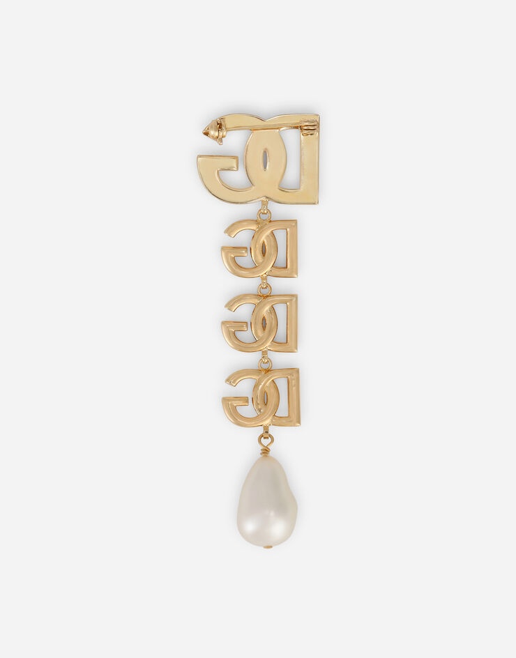 DG multi-logo brooch with pearl embellishment - 3