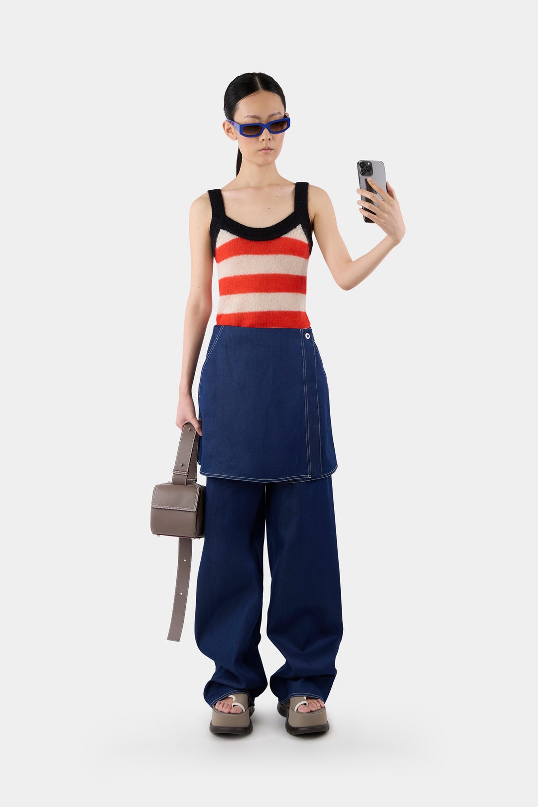KNIT TANK TOP / cream & bright red stripes - 2