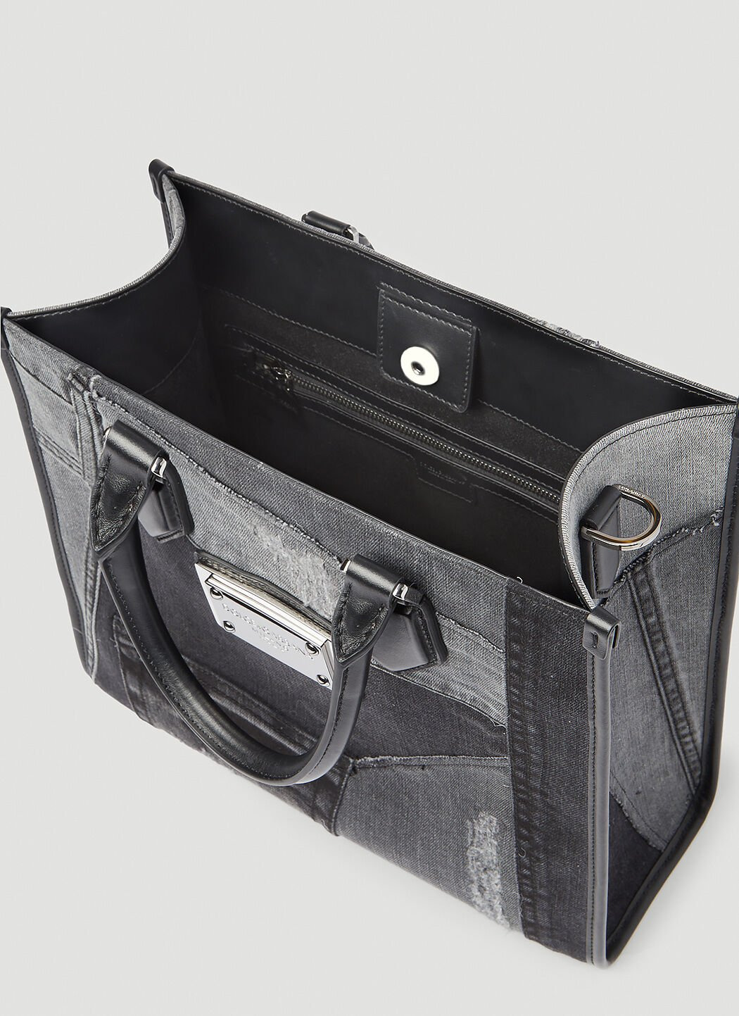 Small Patchwork Denim Tote Bag - 6