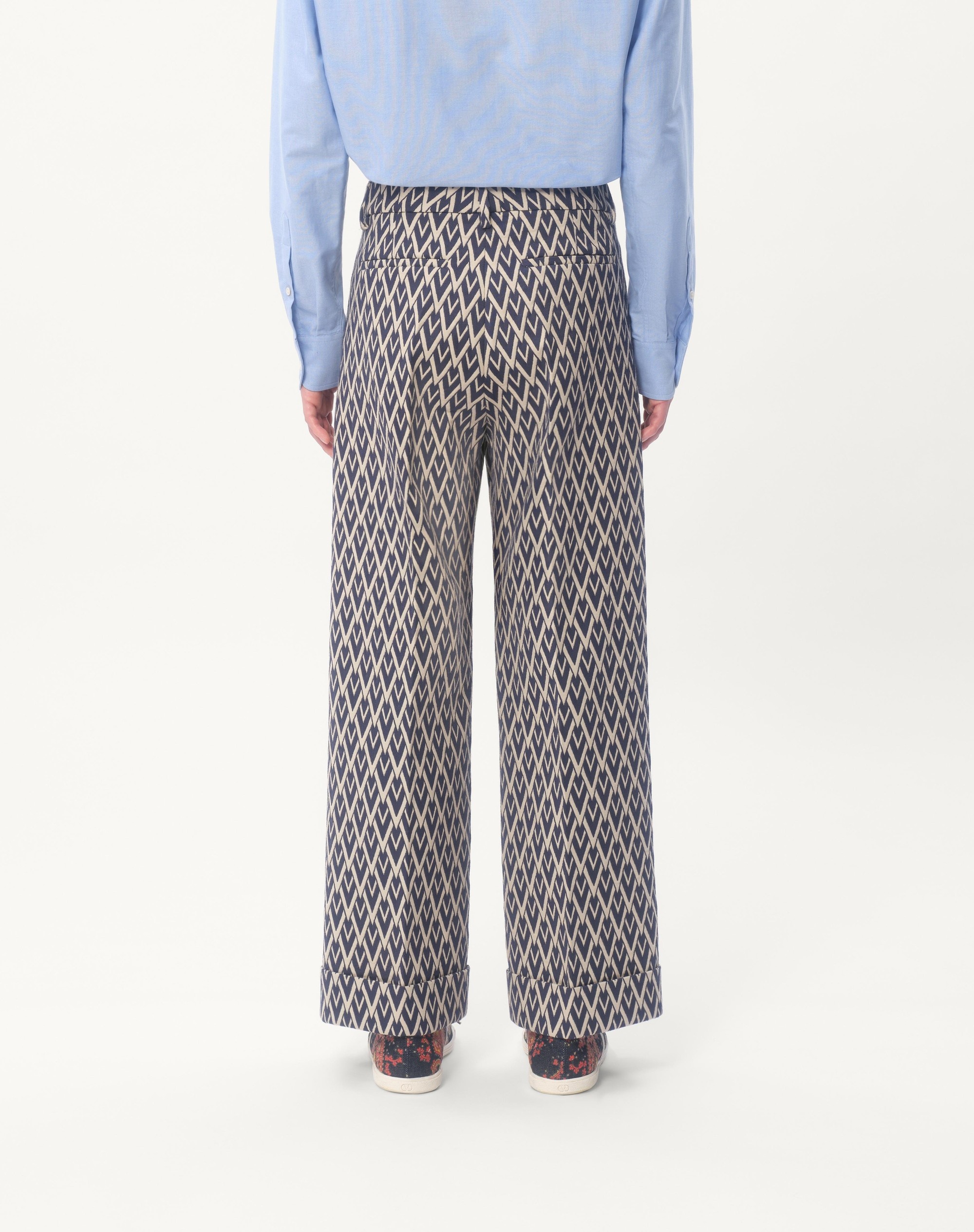 WOOL PANTS WITH CUFFS WITH TOUTE LA V JACQUARD PATTERN - 7