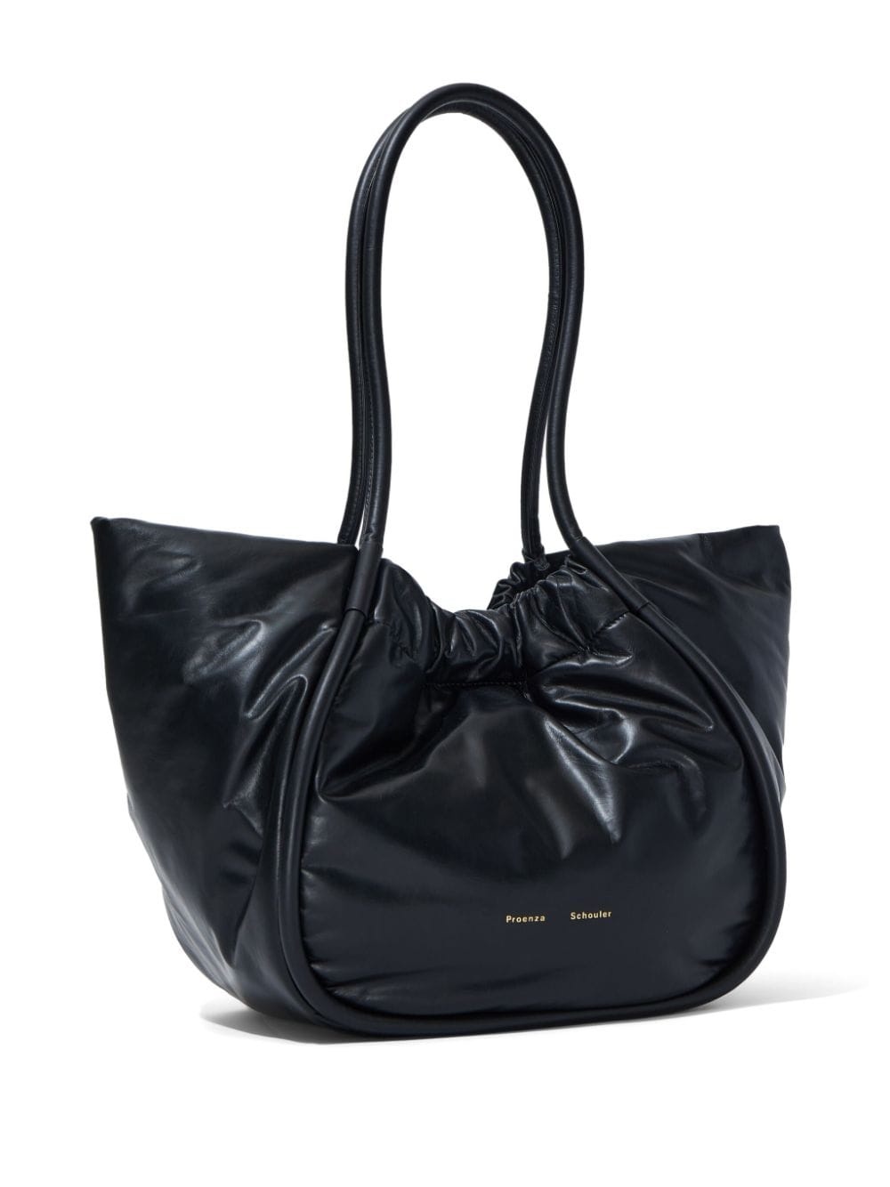 ruched leather tote bag - 5