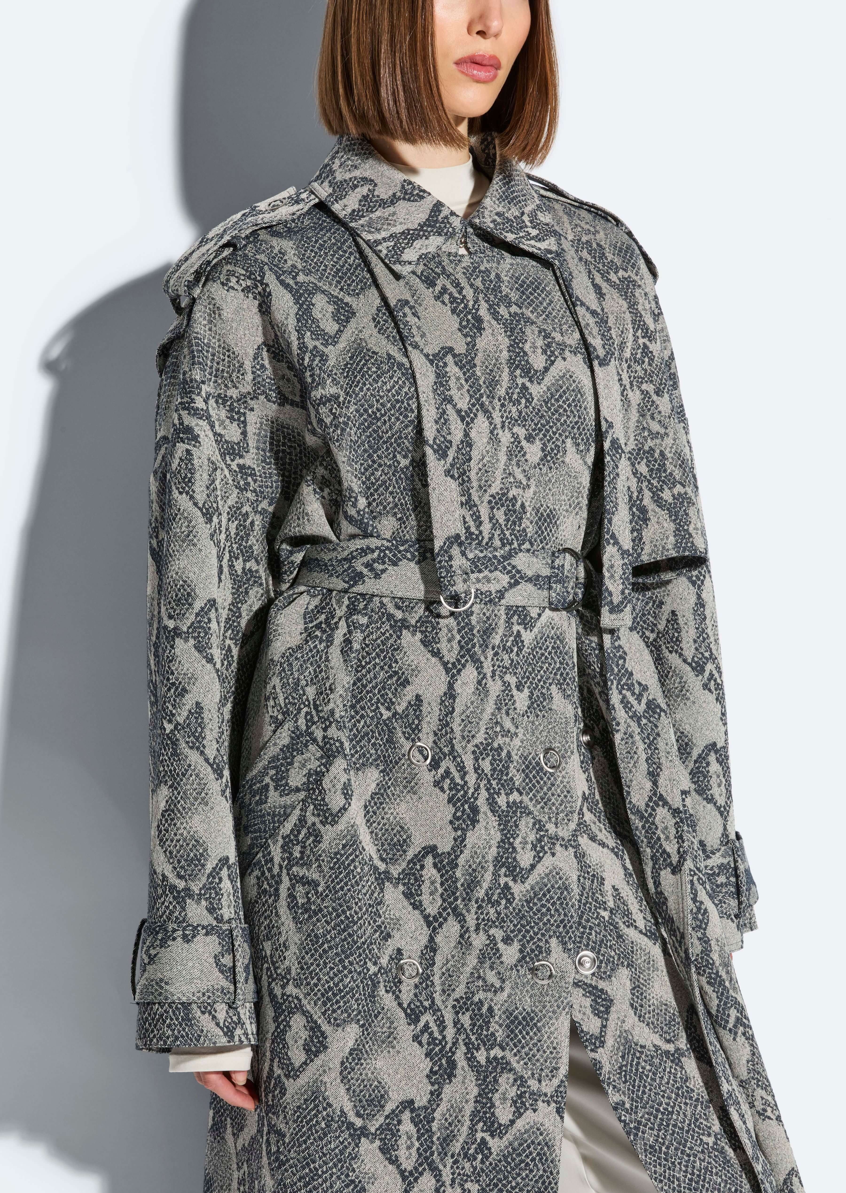 Snake Denim Double Breasted Trench - 5