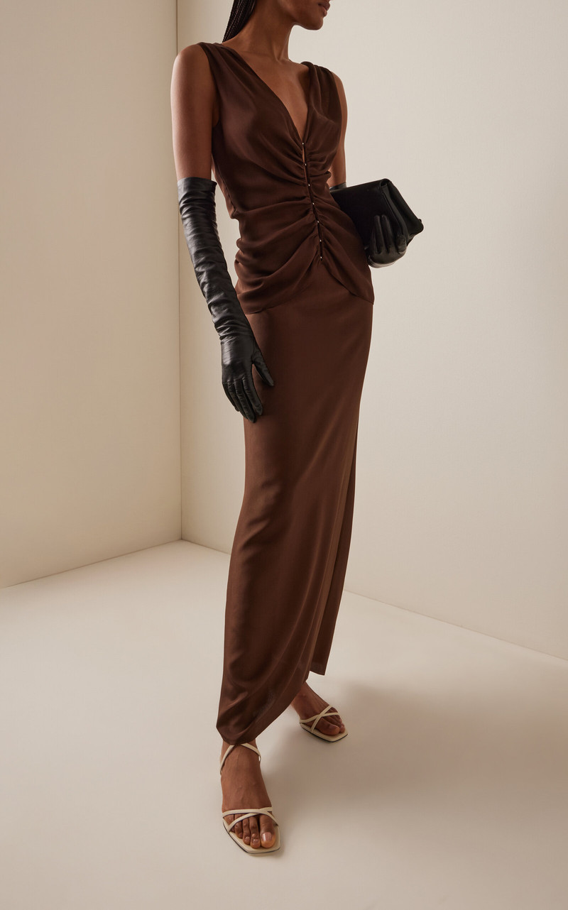 COLLEEN ALLEN Exclusive Silk Maxi Skirt brown outlook