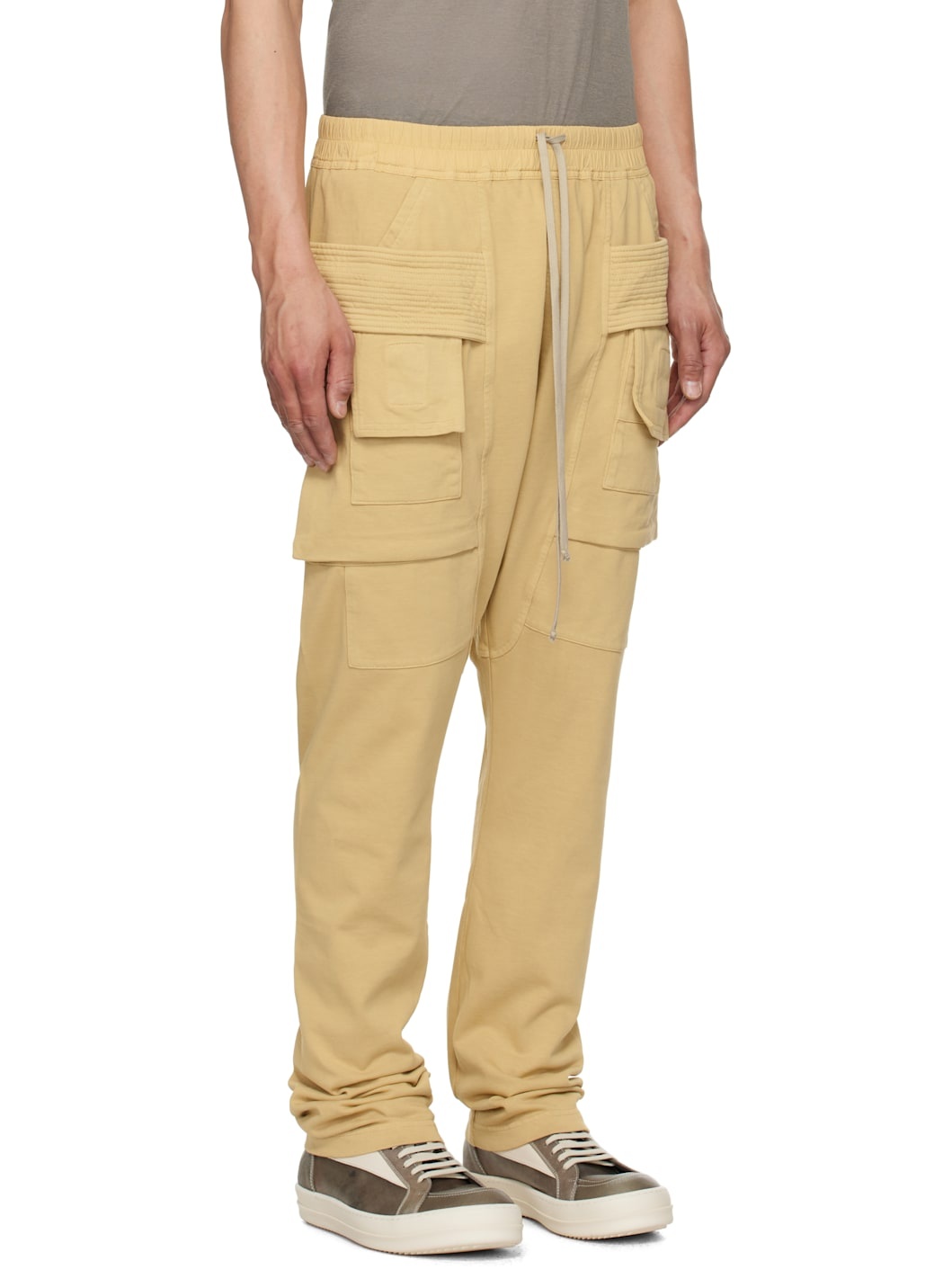 Beige Hollywood Creatch Cargo Drawstring Pants - 2