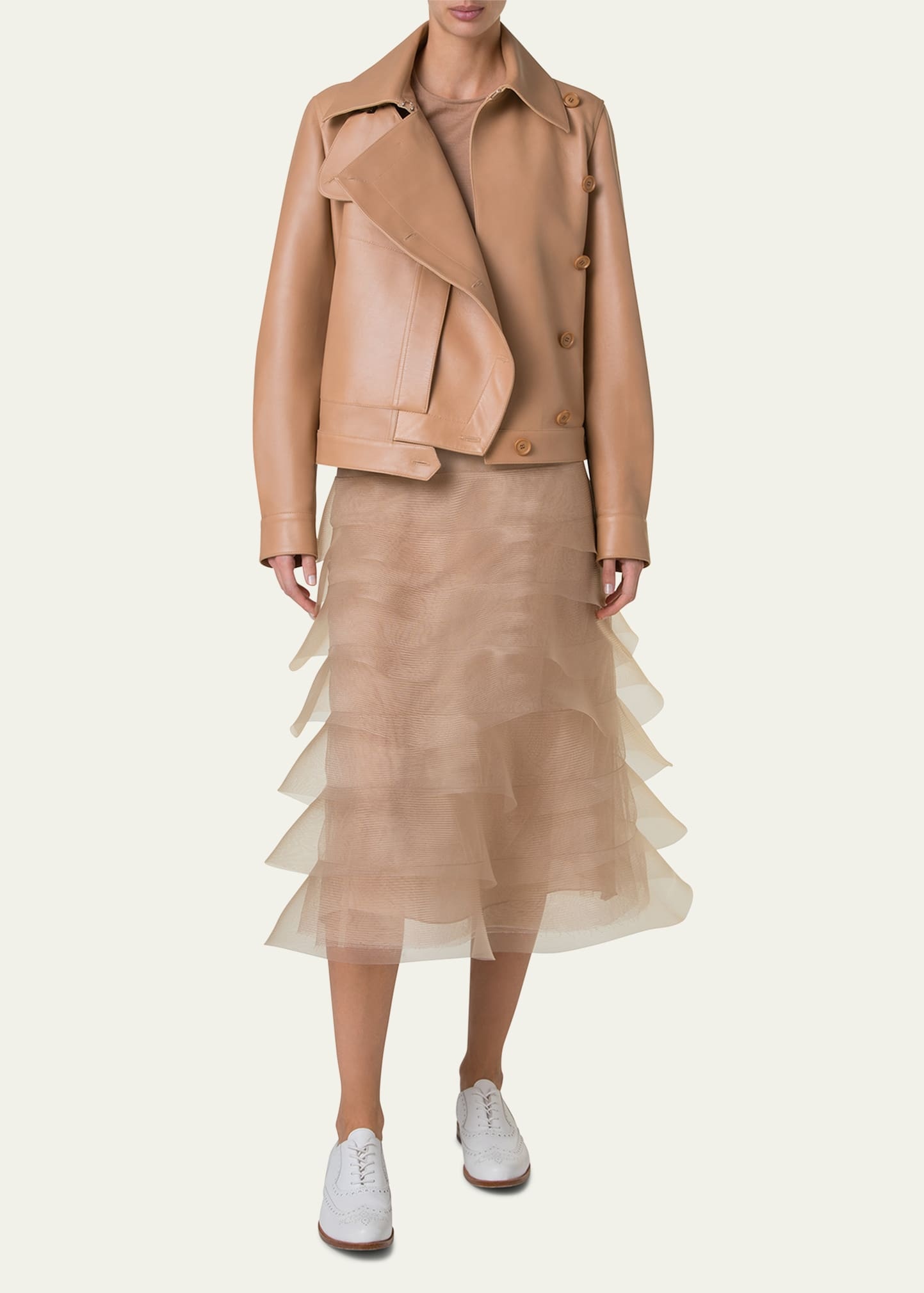 Arno Boxy Leather Trench Jacket - 2
