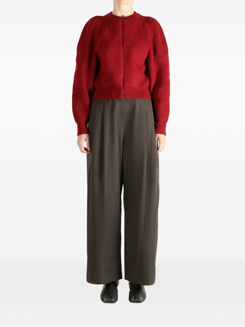 AMOMENTO Zip-up knitted cardigan outlook