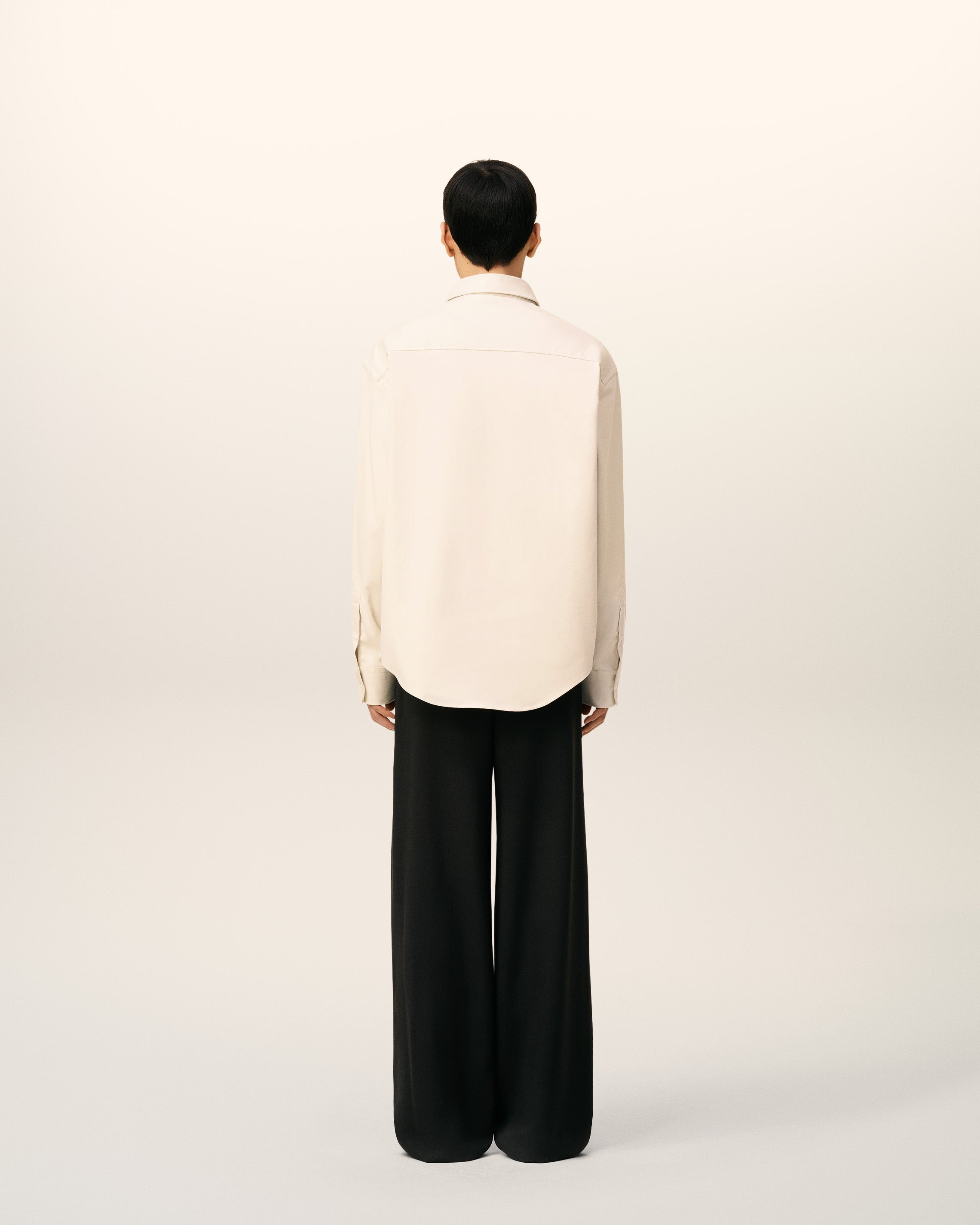 BEIGE COTTON EMBOSSED AMI DE COEUR BOXY SHIRT - 5