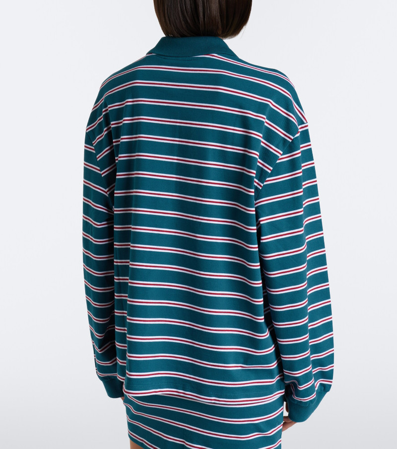 Striped cotton-blend piqué polo sweater 5