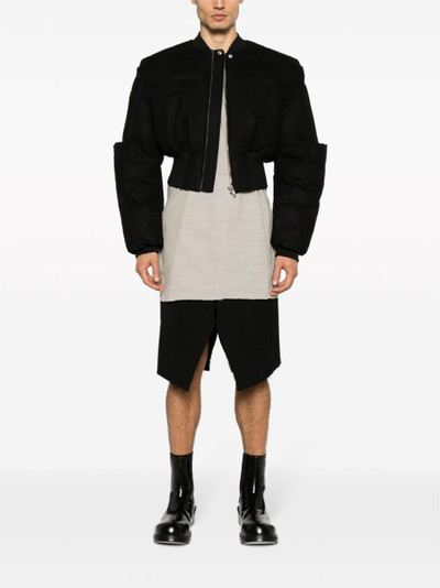 Rick Owens asymmetric hem denim shorts outlook