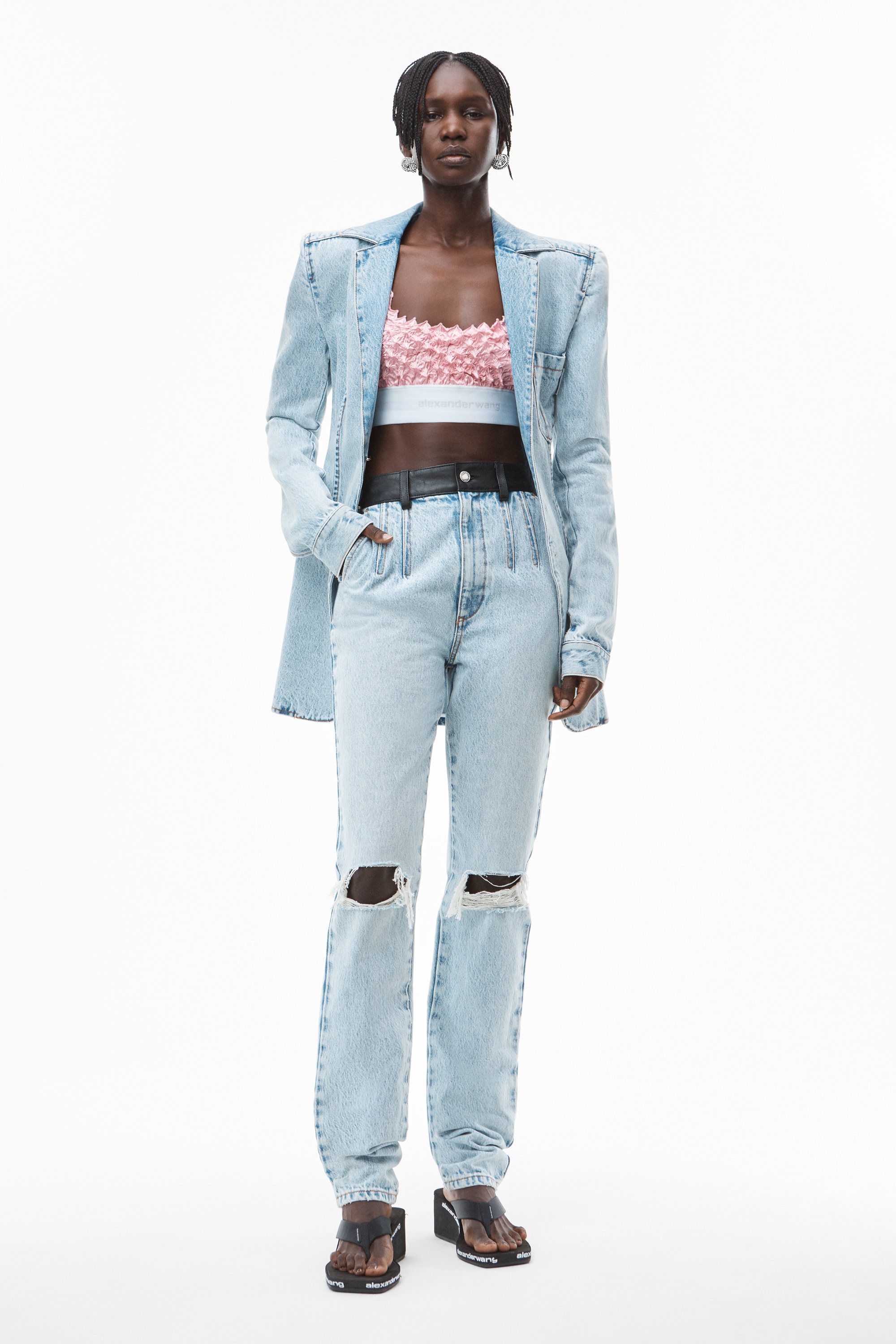 PEAK LAPEL FITTED SHIRT JACKET IN DENIM - 5
