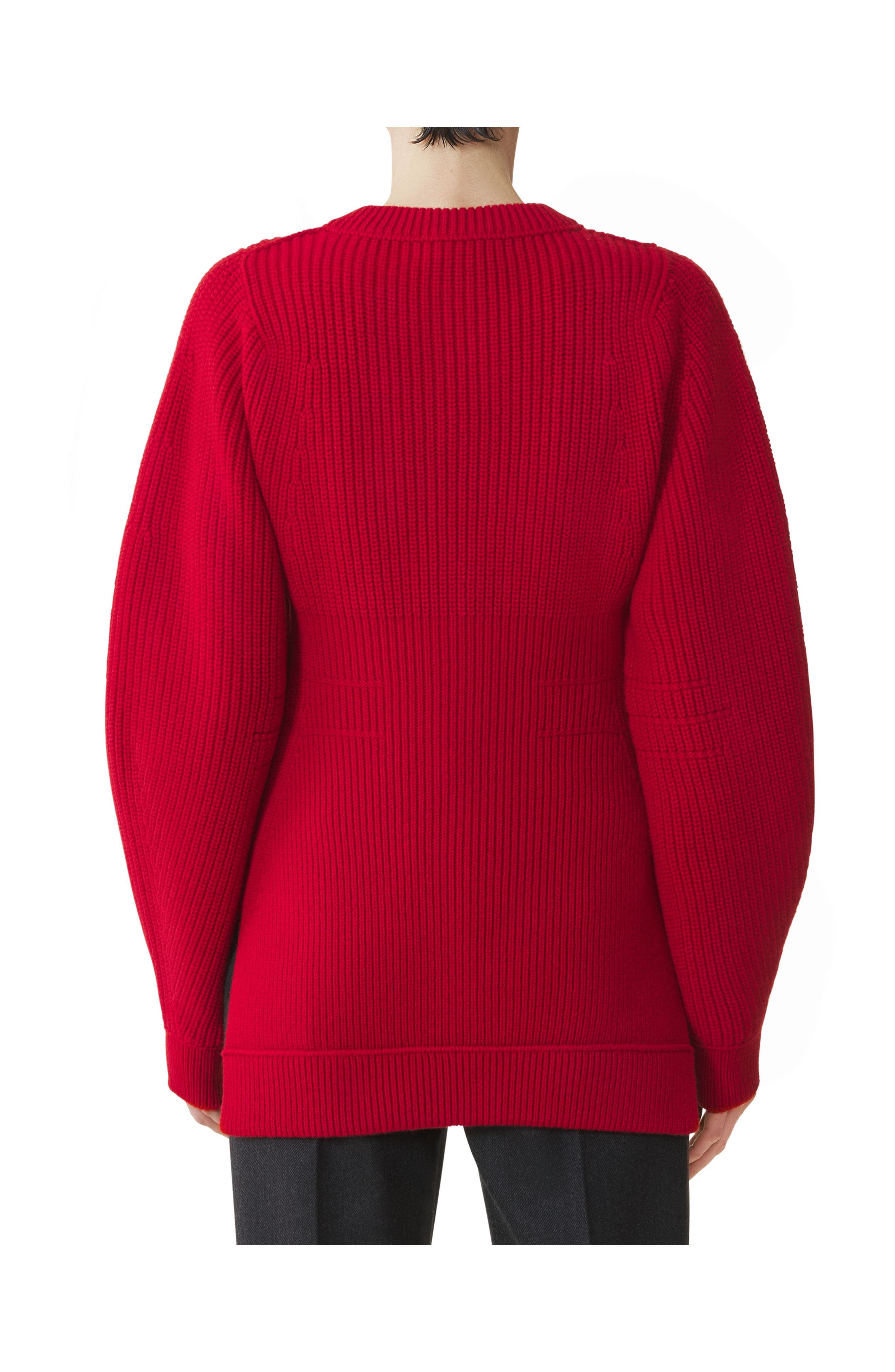 Lanvin Wool Ribbed Cardigan in Red Anemone at Nordstrom - 4