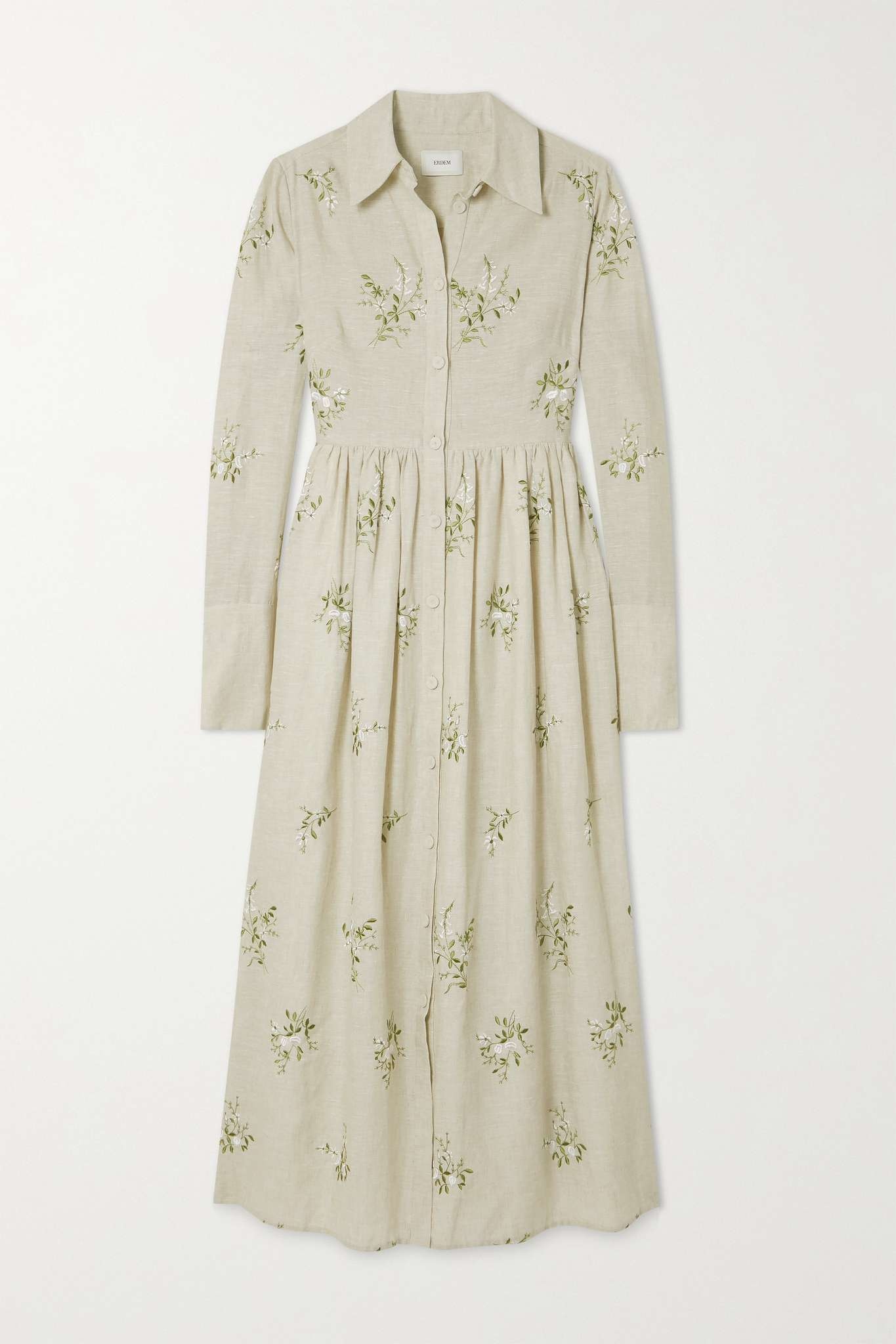 Cora embroidered linen midi dress - 1