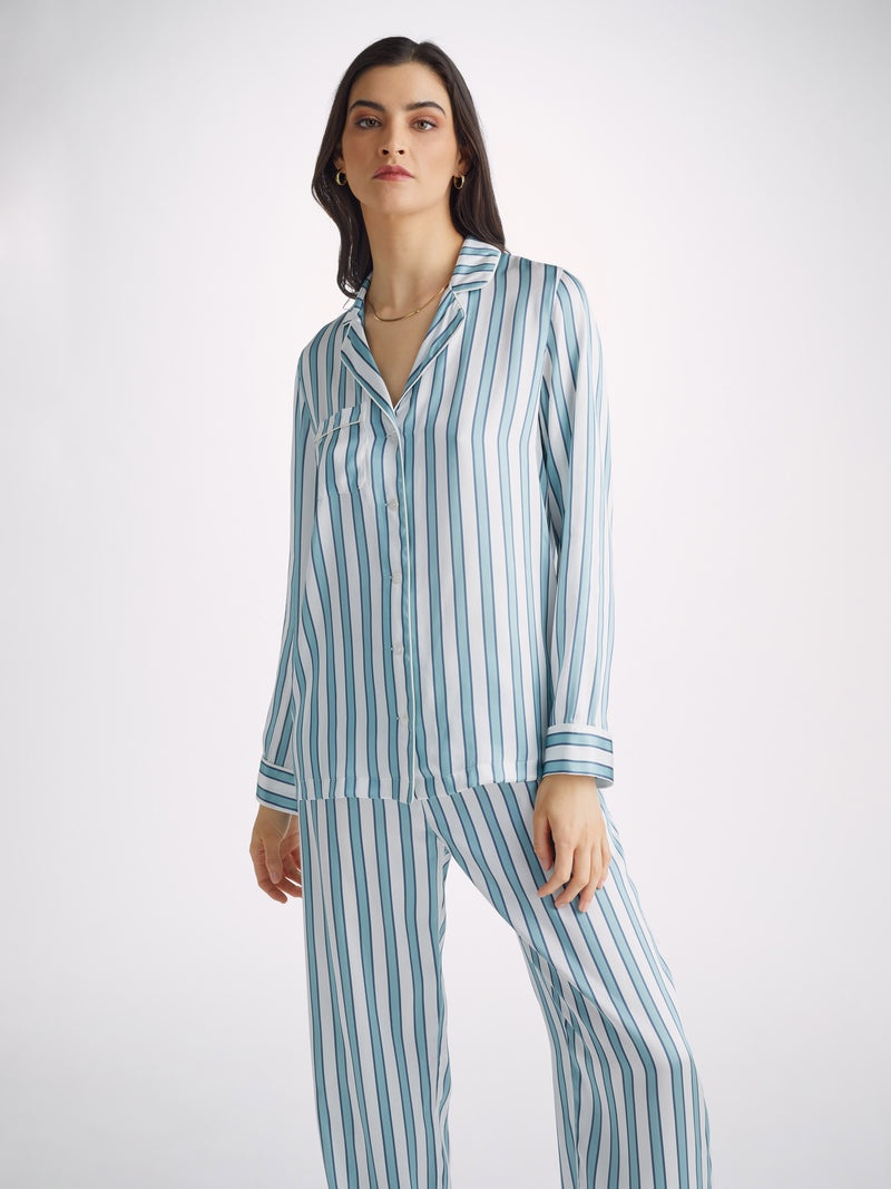 Women's Pyjamas Brindisi 90 Silk Satin Blue - 4