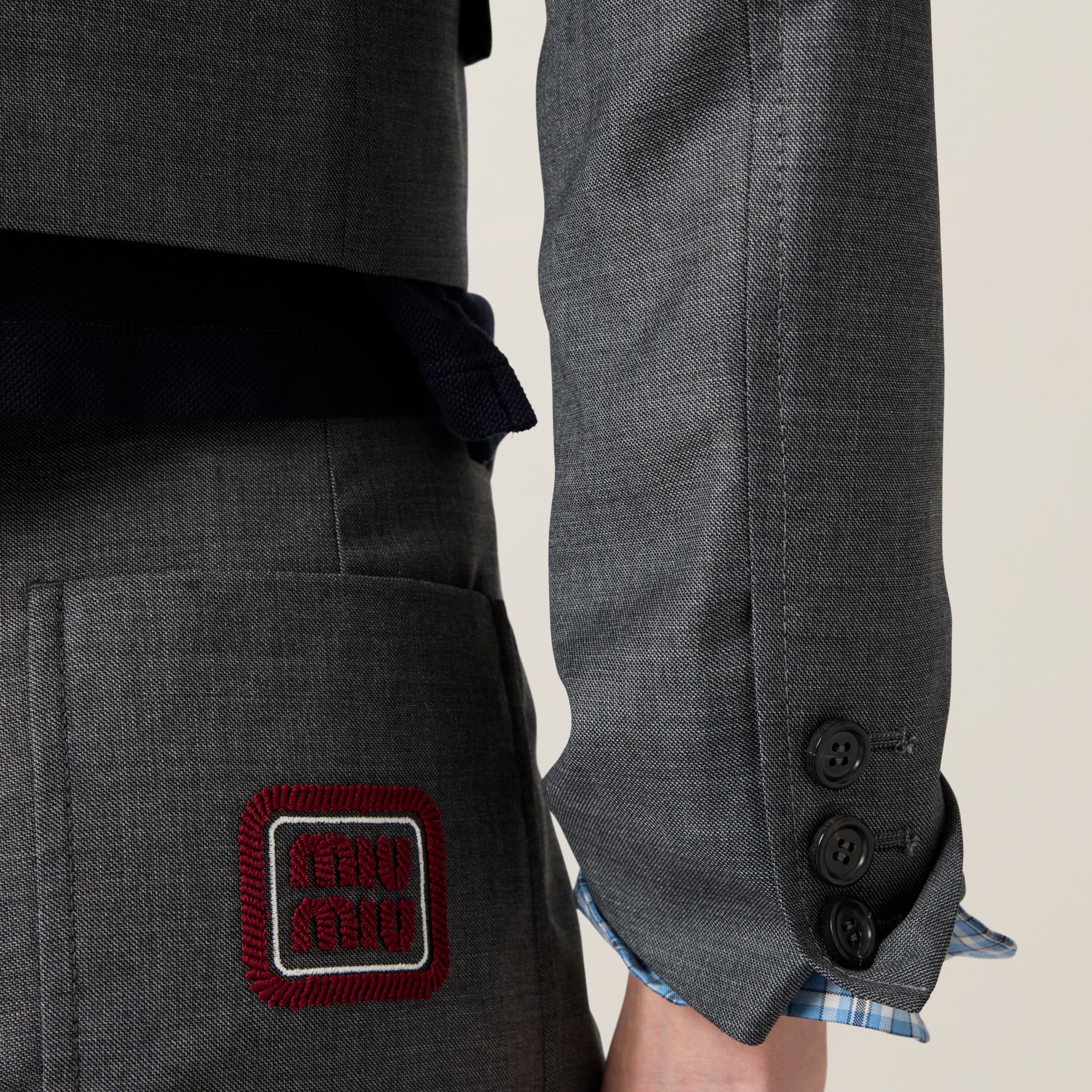 Single-breasted grisaille jacket with logo - 6