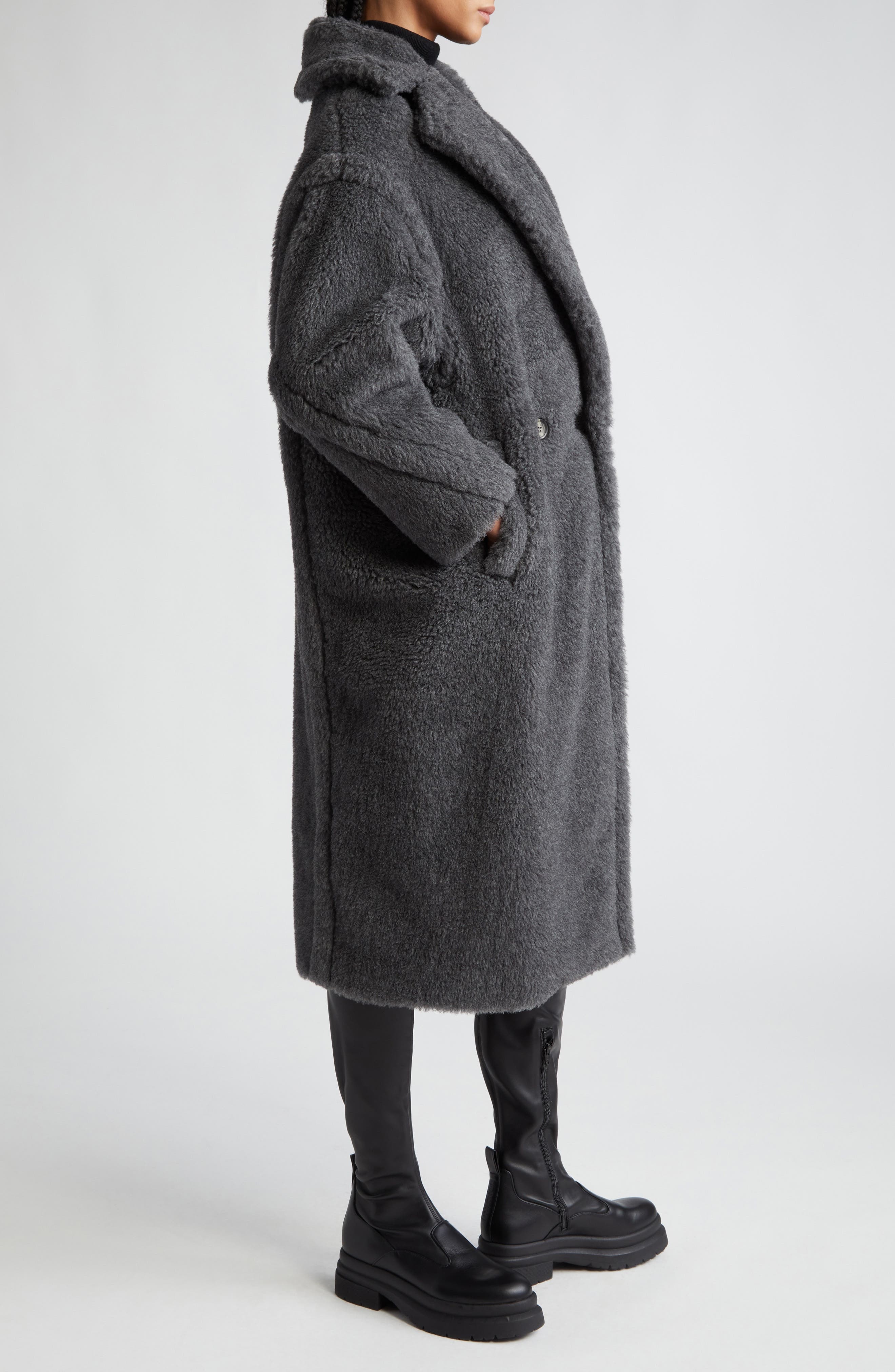 Max Mara Teddy Bear Icon Coat in Medium Grey at Nordstrom - 4