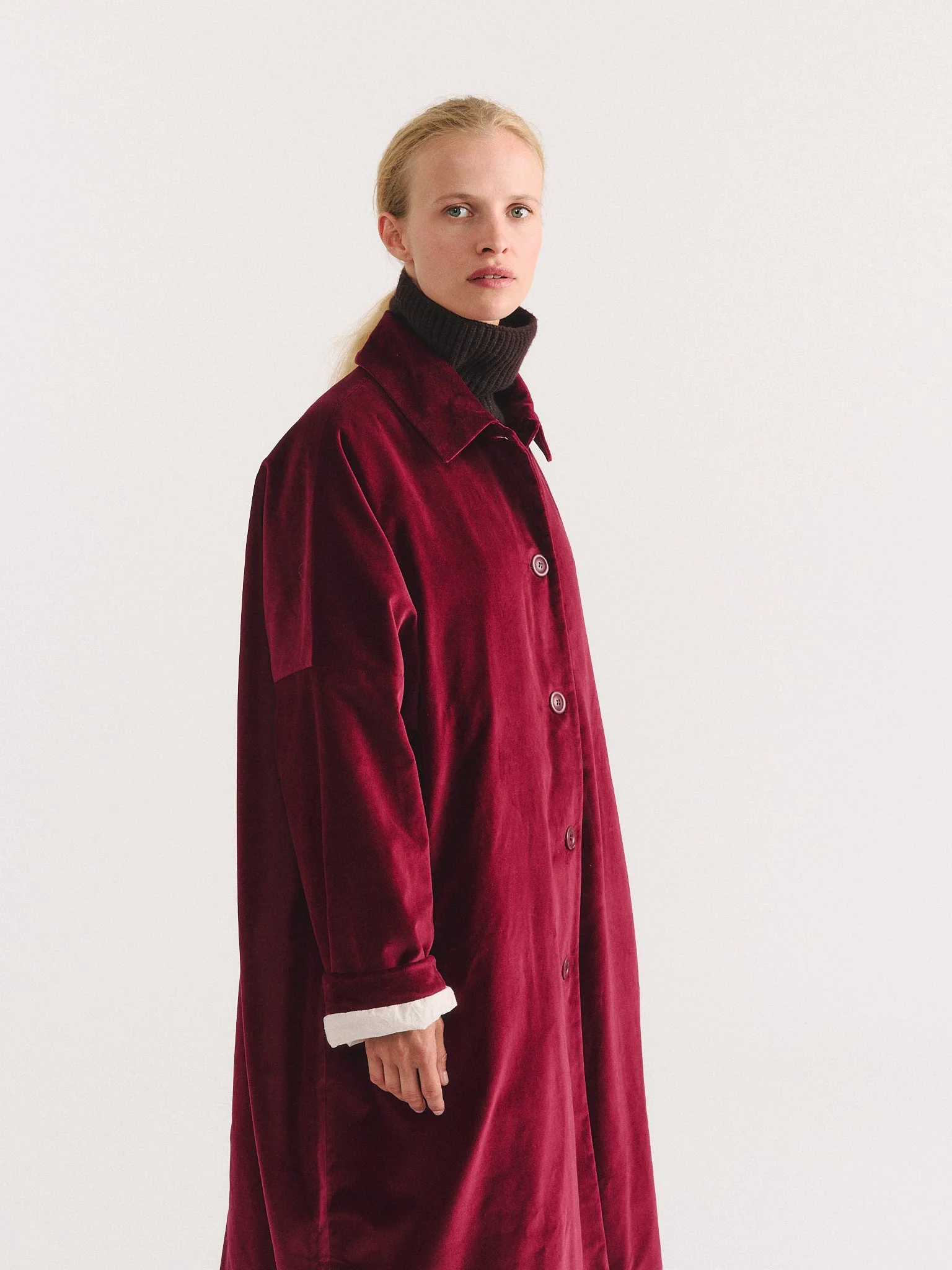 BIG BLOBBY COAT - VELVET - WINE - 1