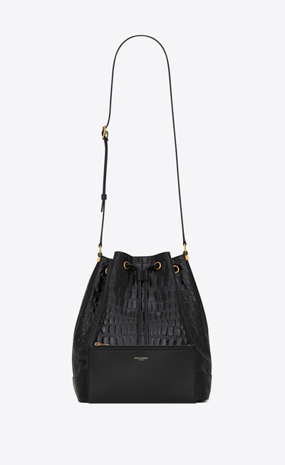 SAINT LAURENT bucket bag in crocodile-embossed lacquered leather outlook